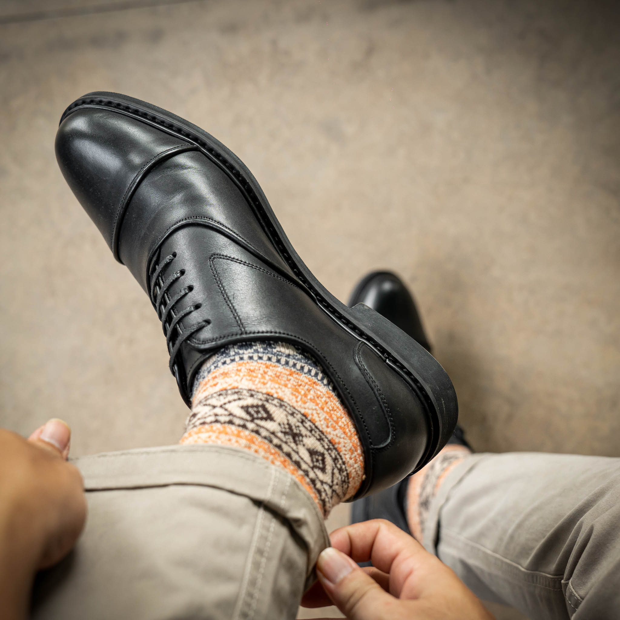 Giày Oxford Captoe Casual Dòng Red Gin Beckman - Đen Patina 13