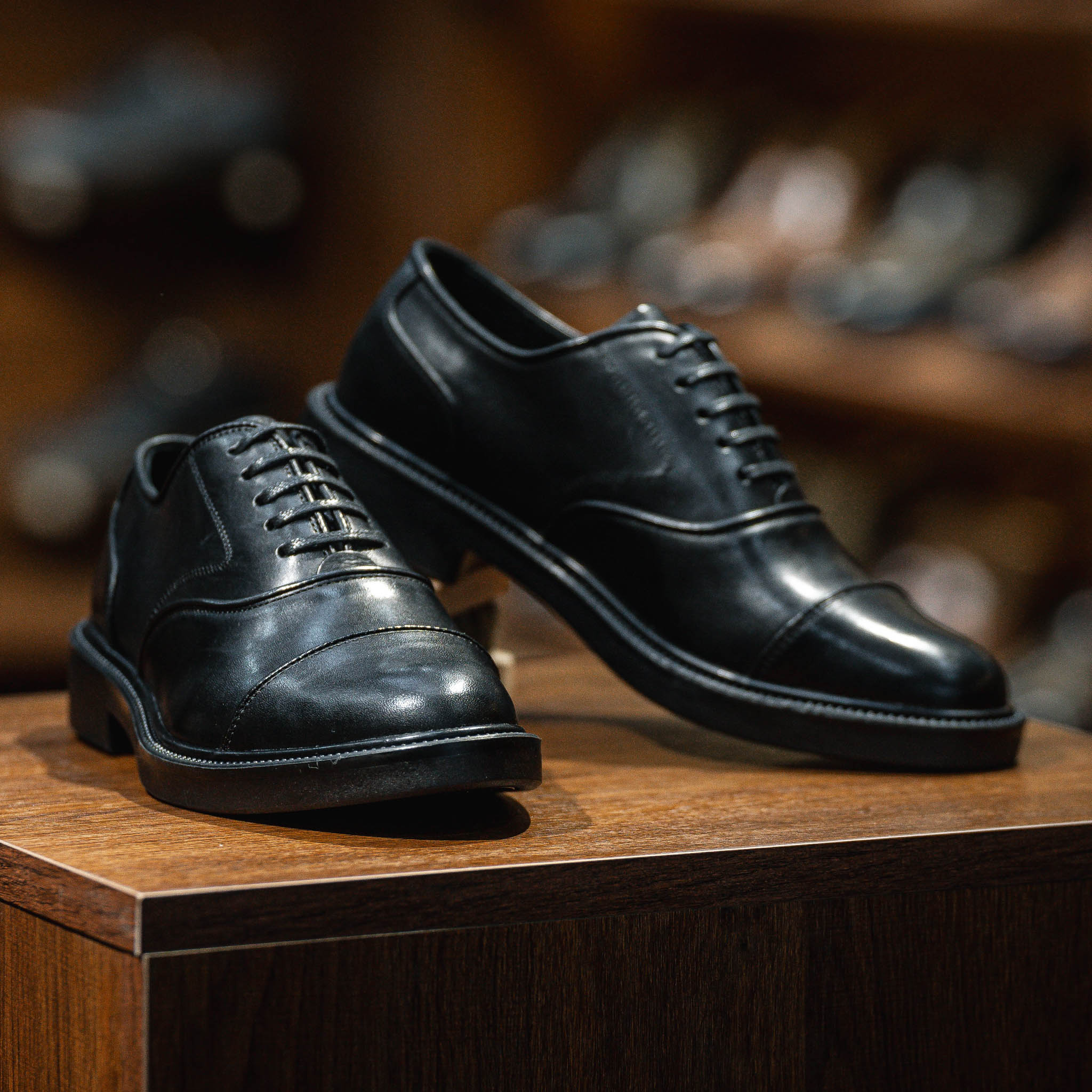Giày Oxford Captoe Casual Dòng Red Gin Beckman - Đen Patina 5