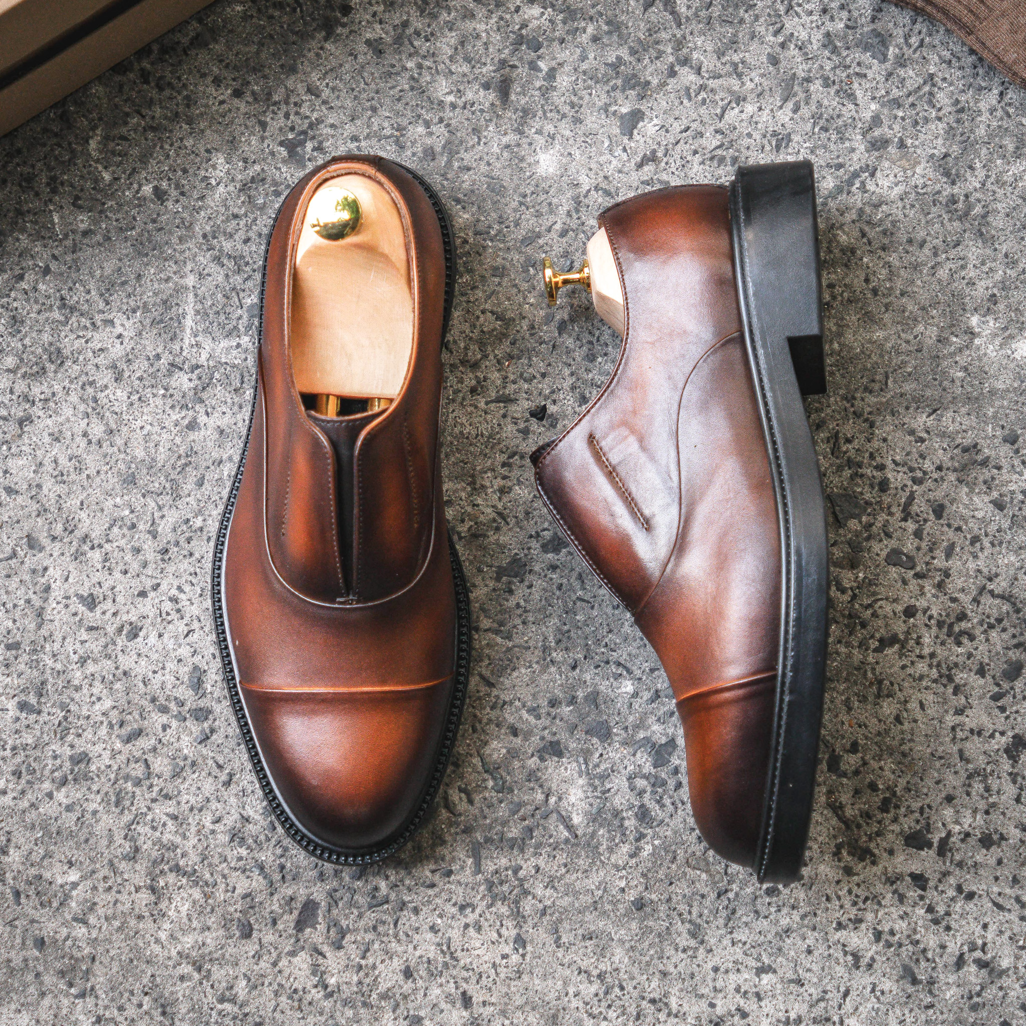 Giày Oxford Slipon Dòng Pisco Beckman- Nâu Patina 6