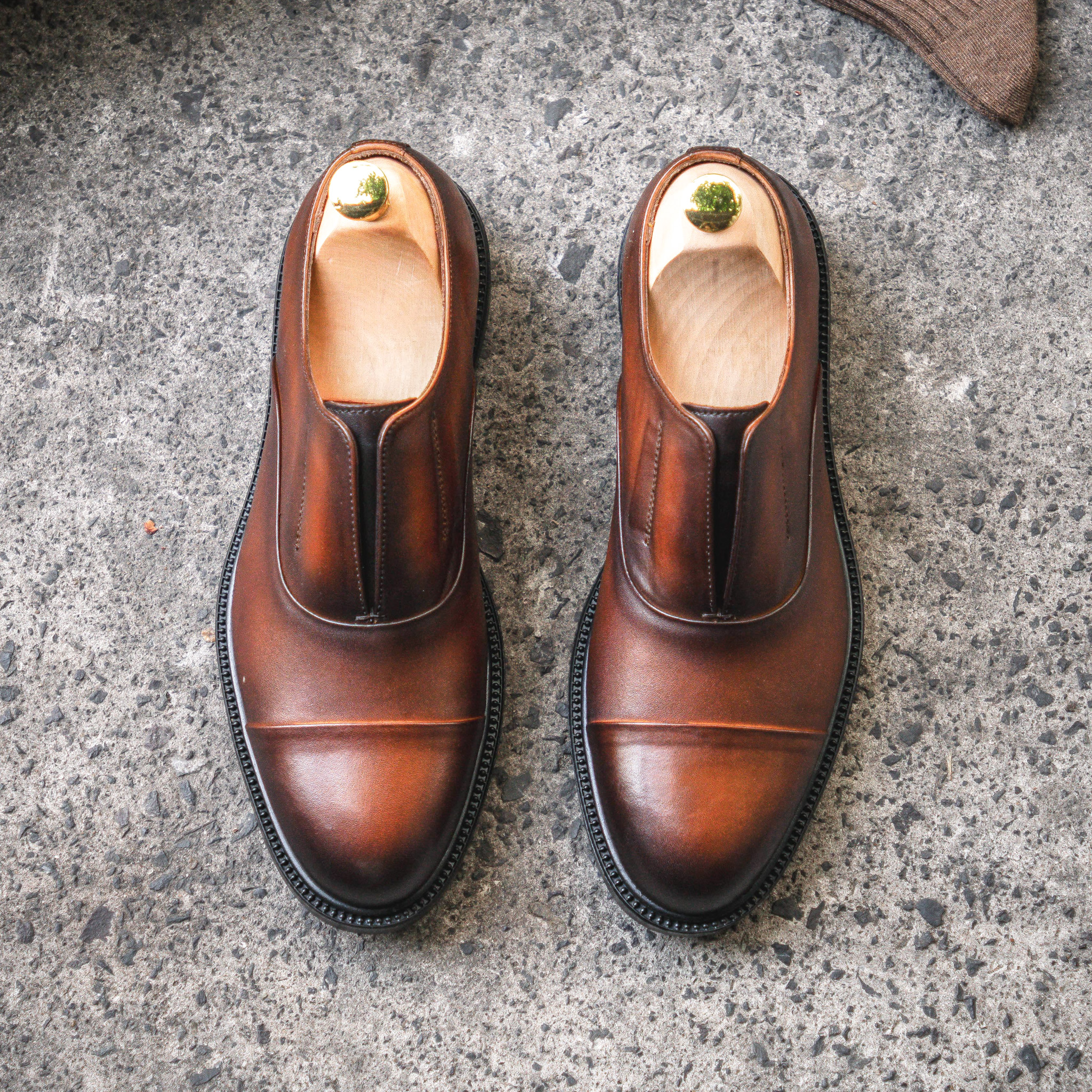 Giày Oxford Slipon Dòng Pisco Beckman- Nâu Patina 5