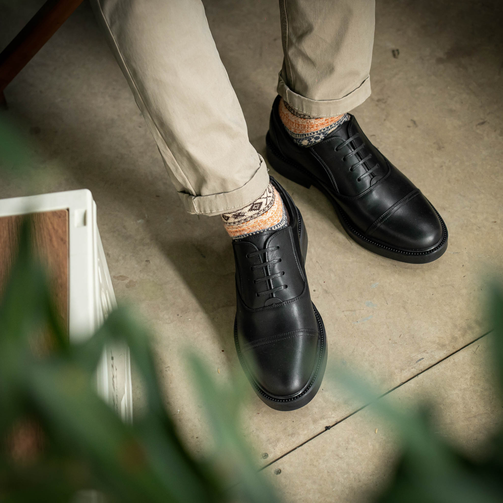 Giày Oxford Captoe Dòng Remy Martin Beckman- Đen Patina 12