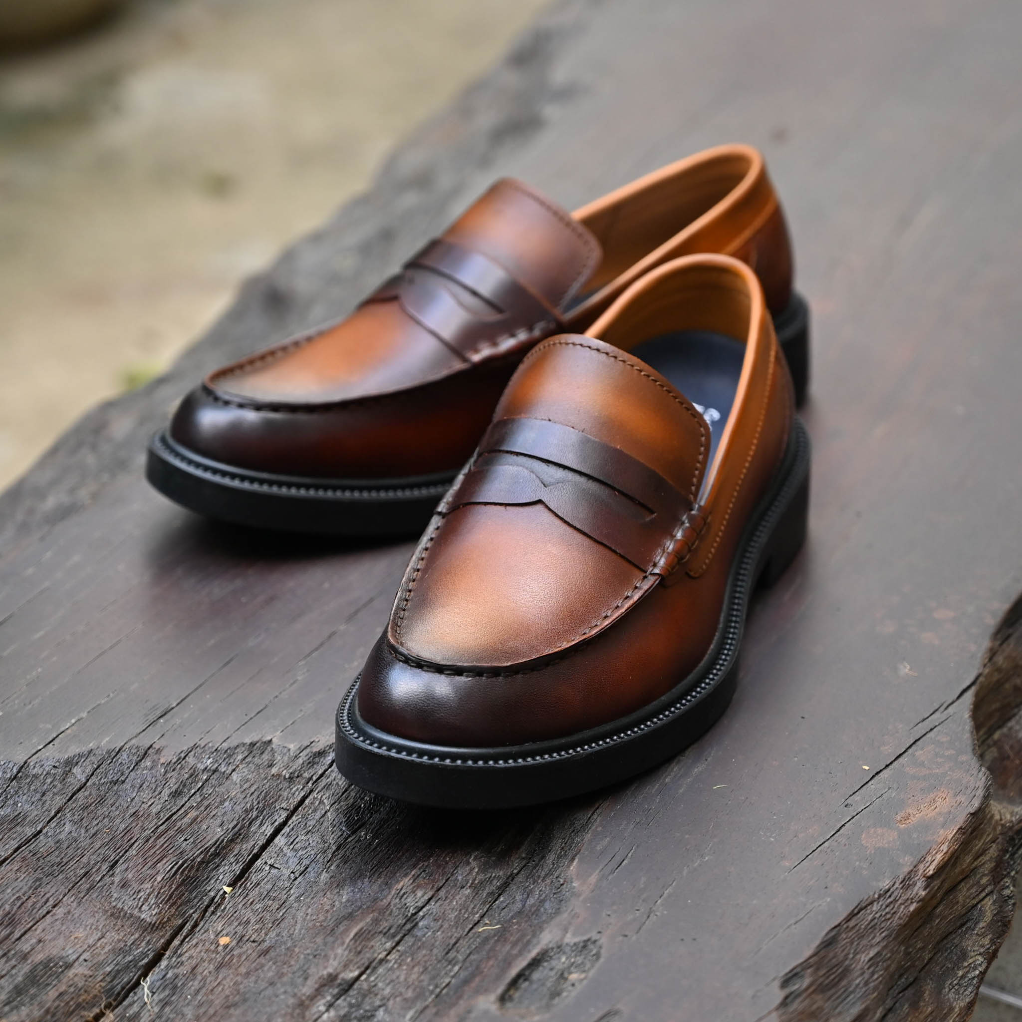 Giày Beckman Penny Loafer - Cognac Patina 10