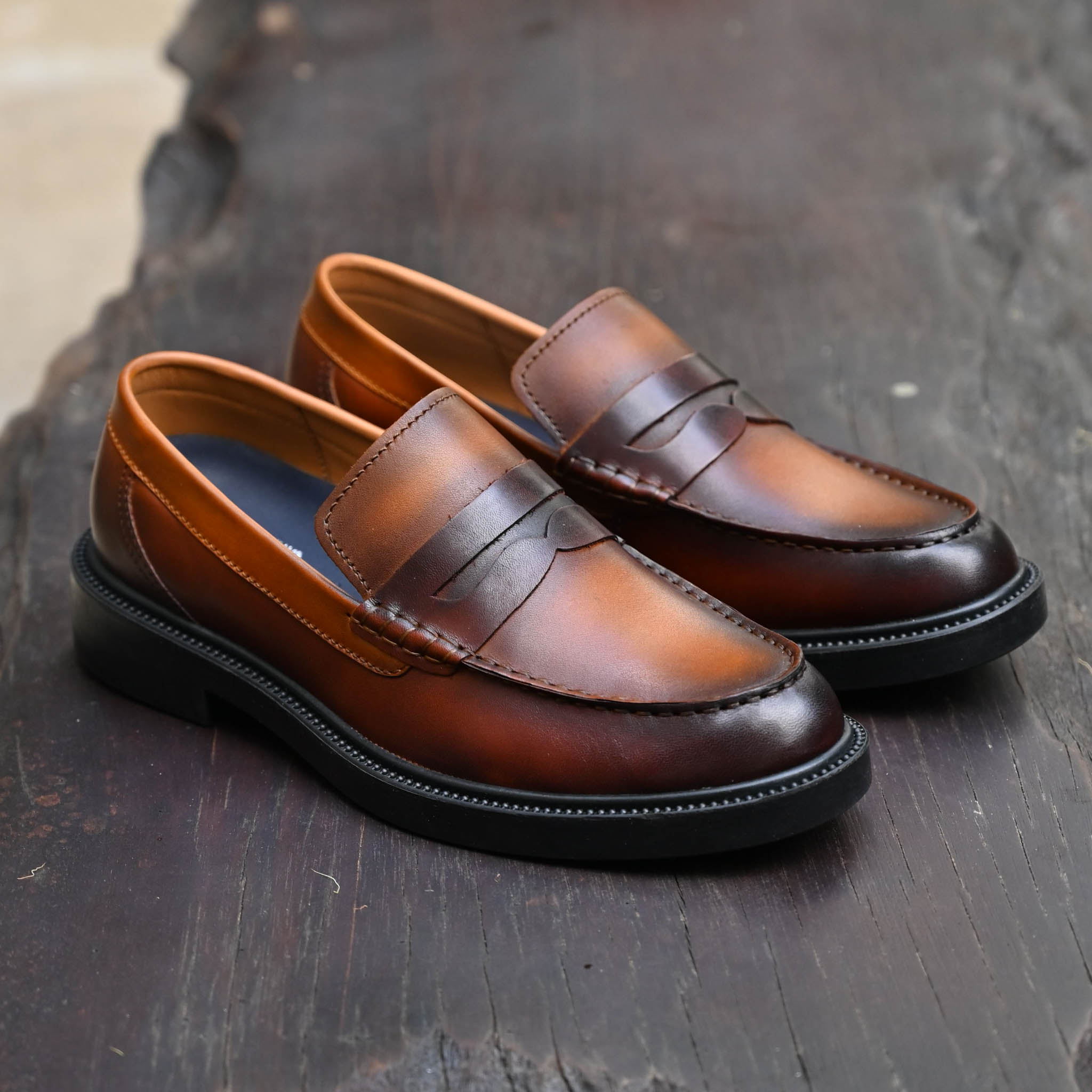 Giày Beckman Penny Loafer - Cognac Patina 7
