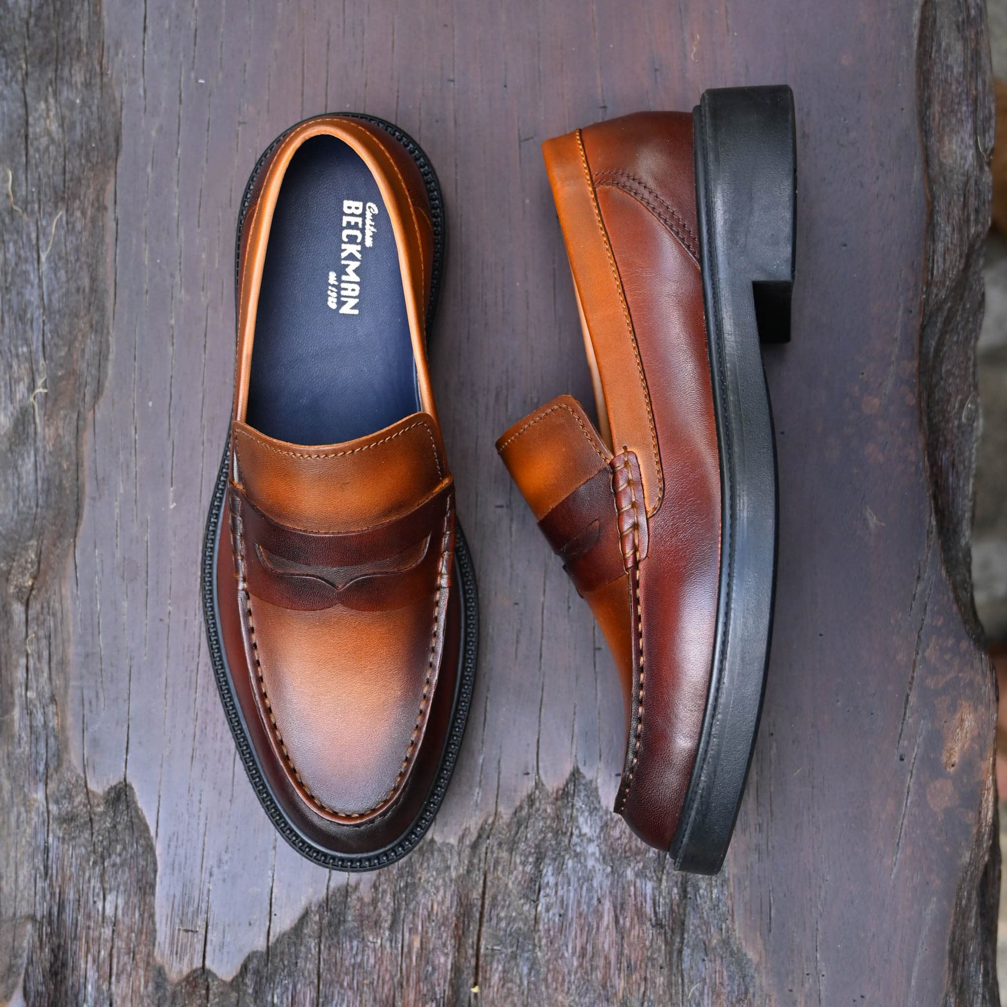 Giày Beckman Penny Loafer - Cognac Patina 8