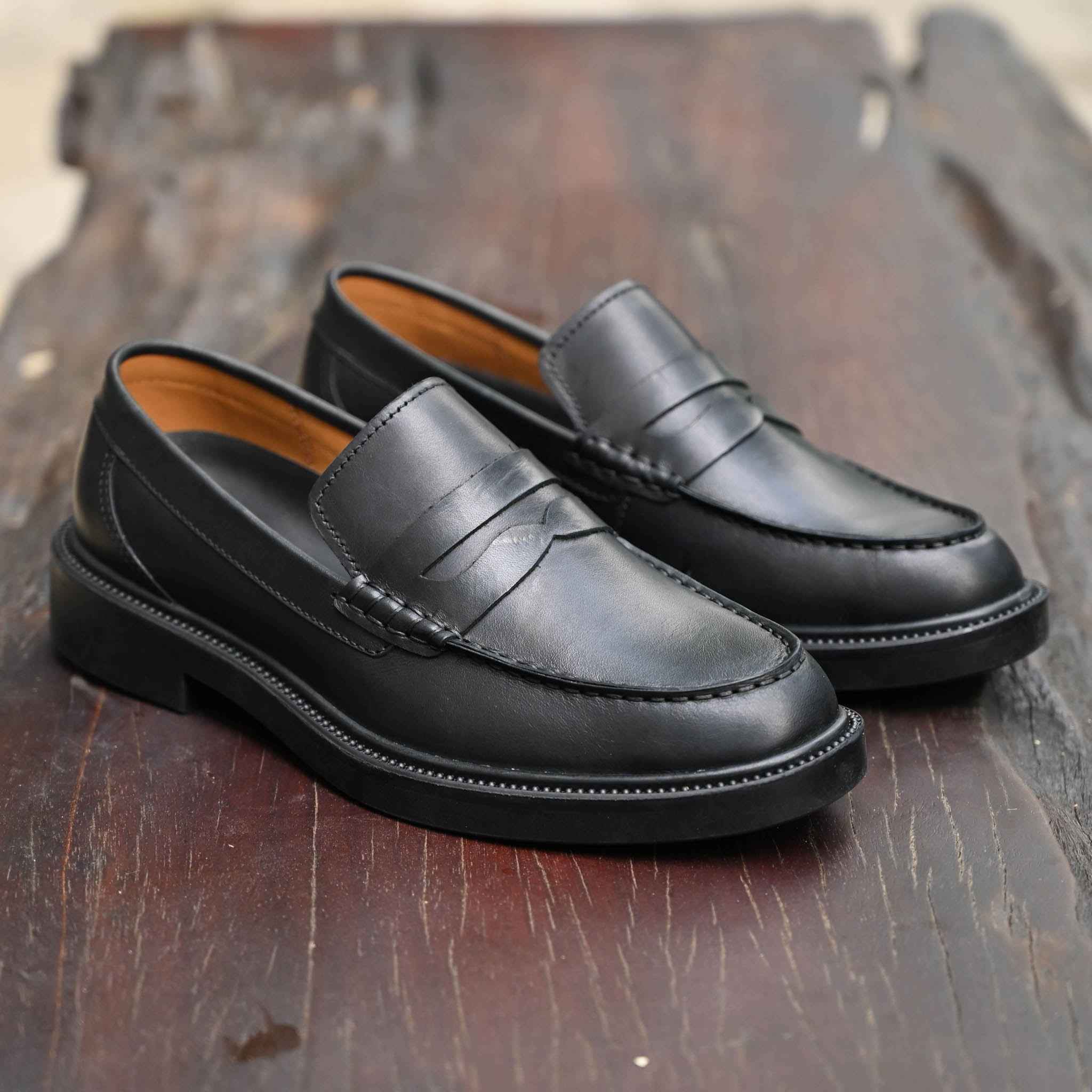 Giày Beckman Penny Loafer - Đen Patina 4