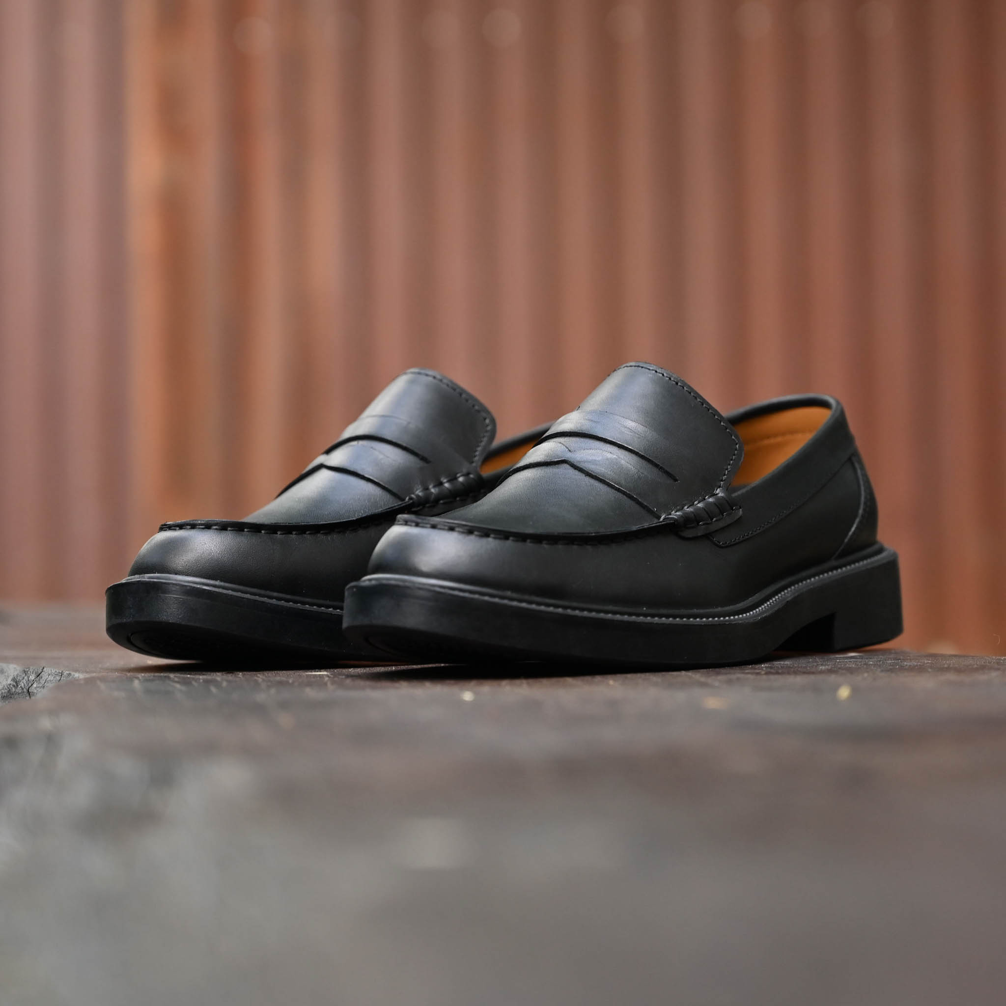 Giày Beckman Penny Loafer - Đen Patina 6