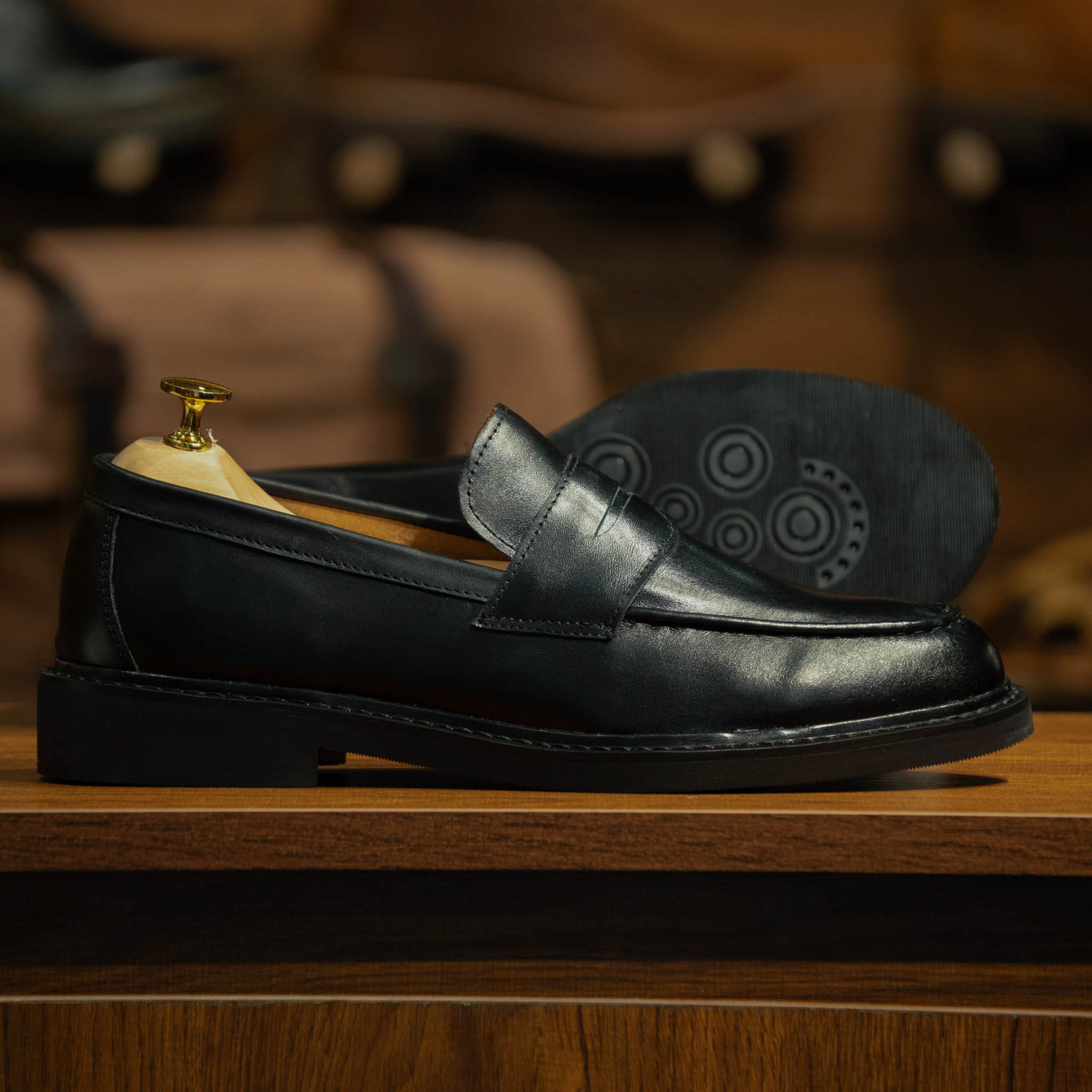 Giày Beckman Penny Loafer - Đen Patina 24