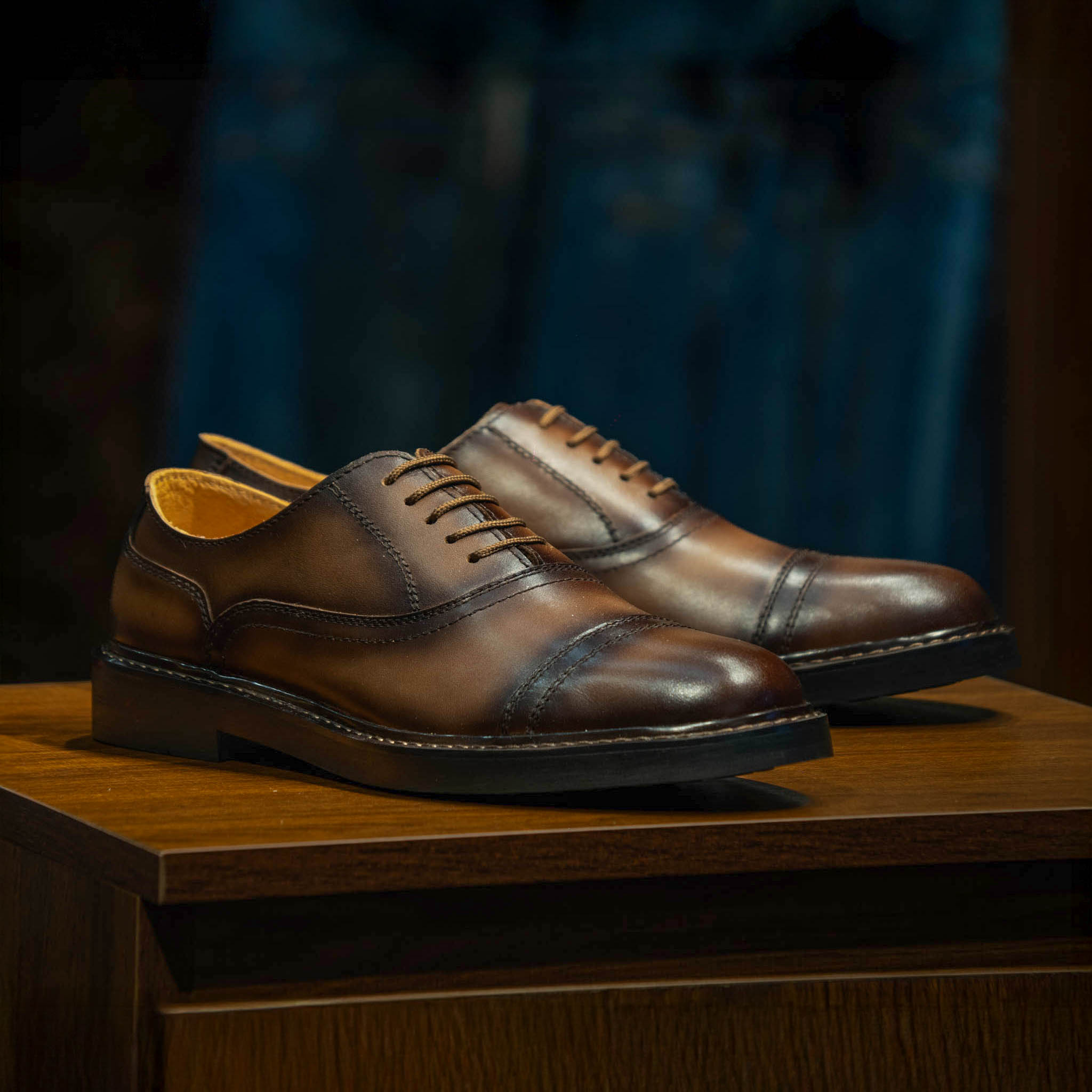 Giày Beckman Oxford Captoe 5 Lỗ - Nâu 2