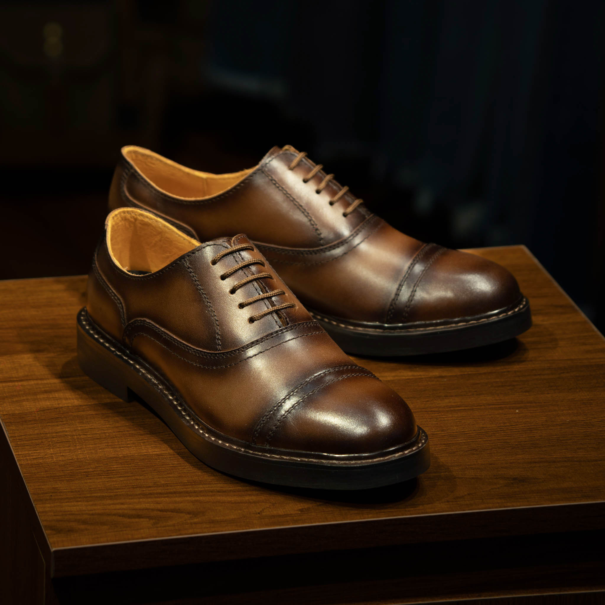 Giày Beckman Oxford Captoe 5 Lỗ - Nâu 3