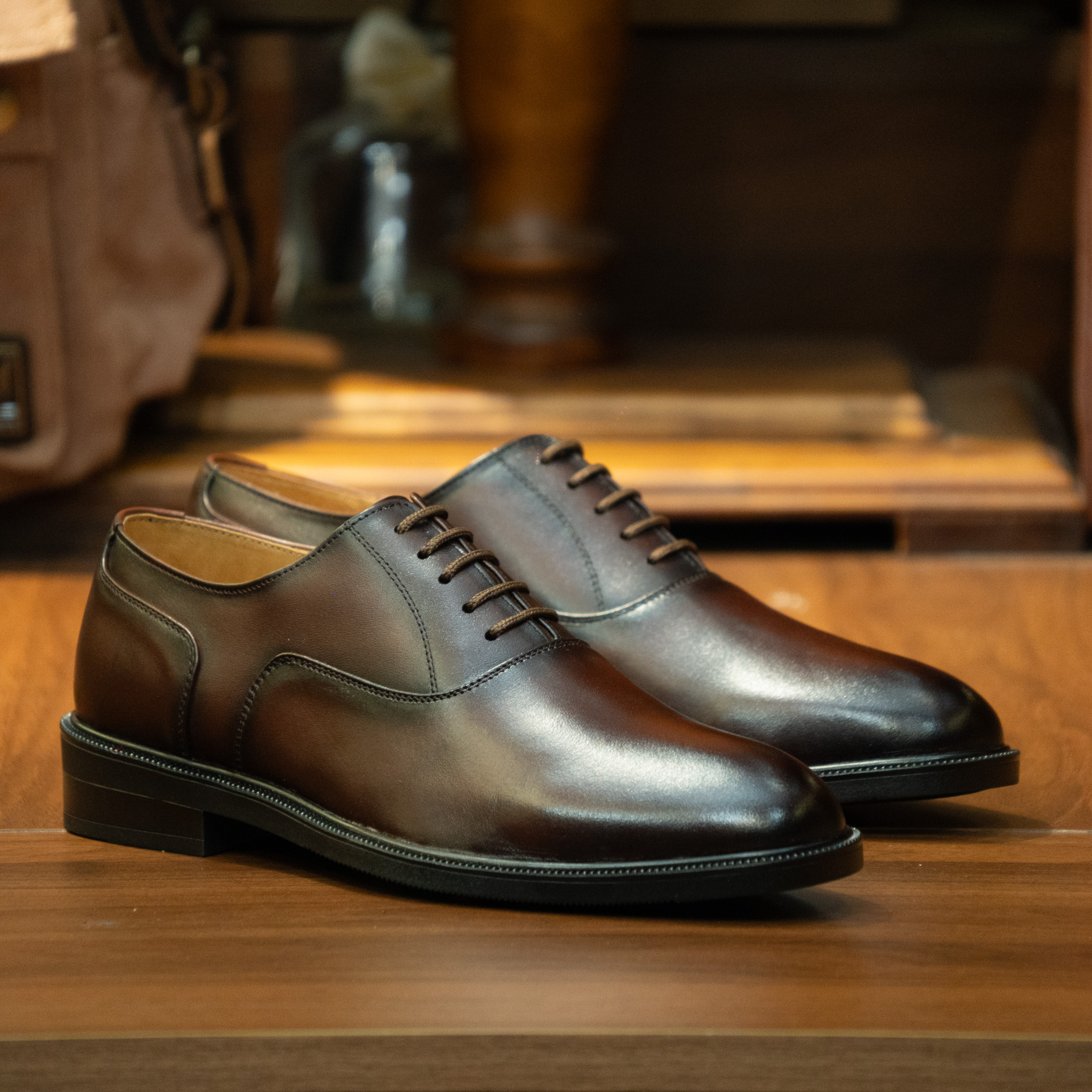 Giày Tây Beckman Oxford Trơn - Nâu 5