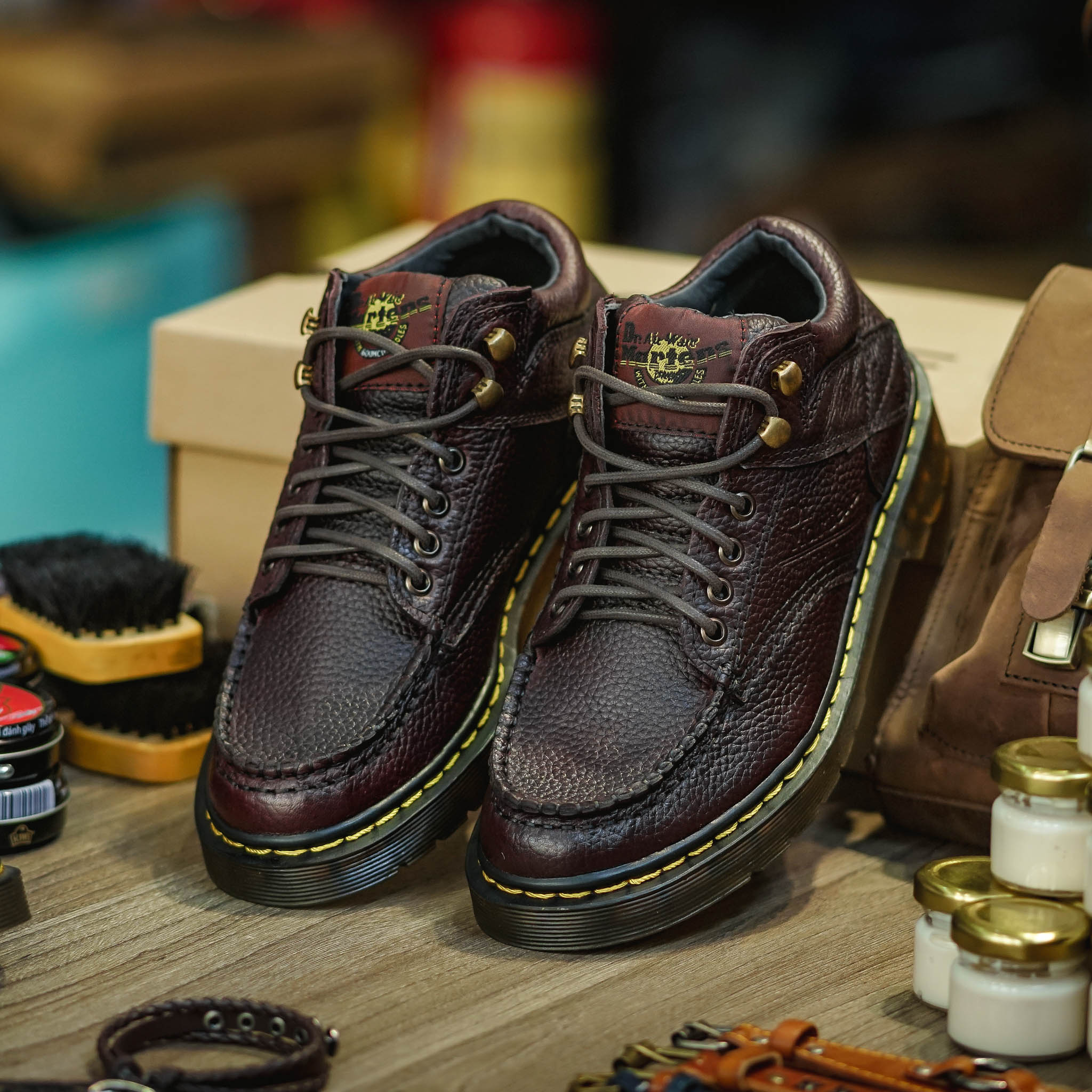 Giày Dr Boots 5989 Gồ Tem - Nâu 14