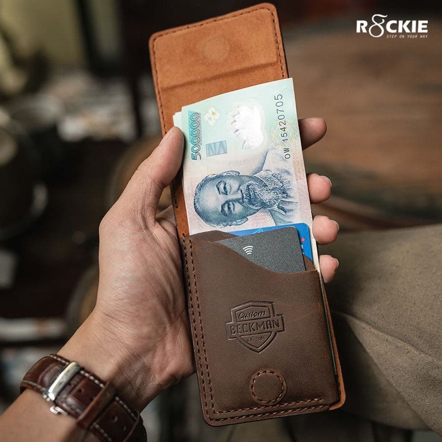 Ví Sen Da Bò Mini Beckman - Nâu Sáp 3