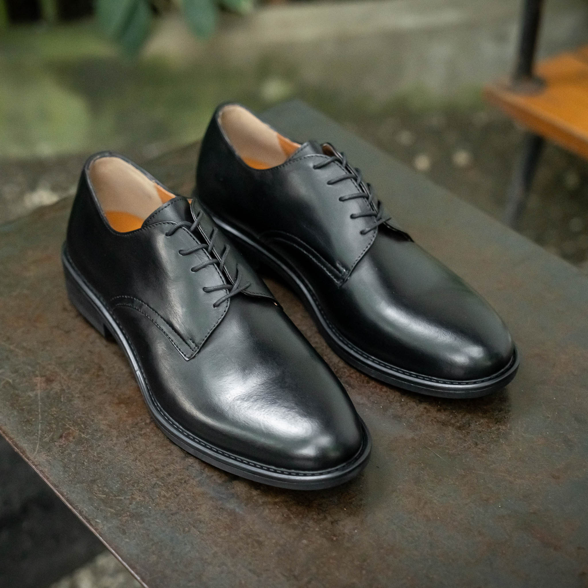 Giày Derby Classic Milan Santoni- Đen Patina 8