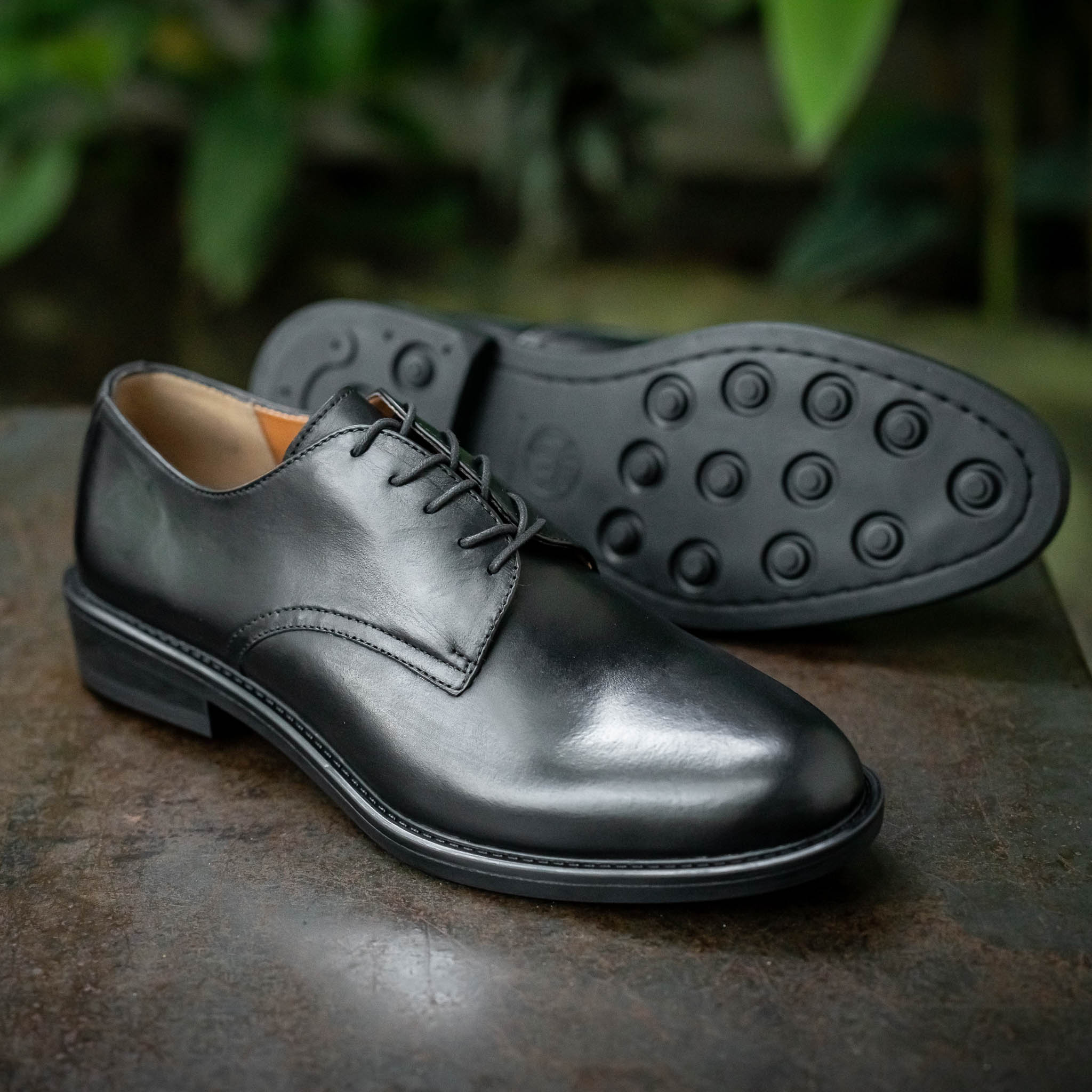 Giày Derby Classic Milan Santoni- Đen Patina 6