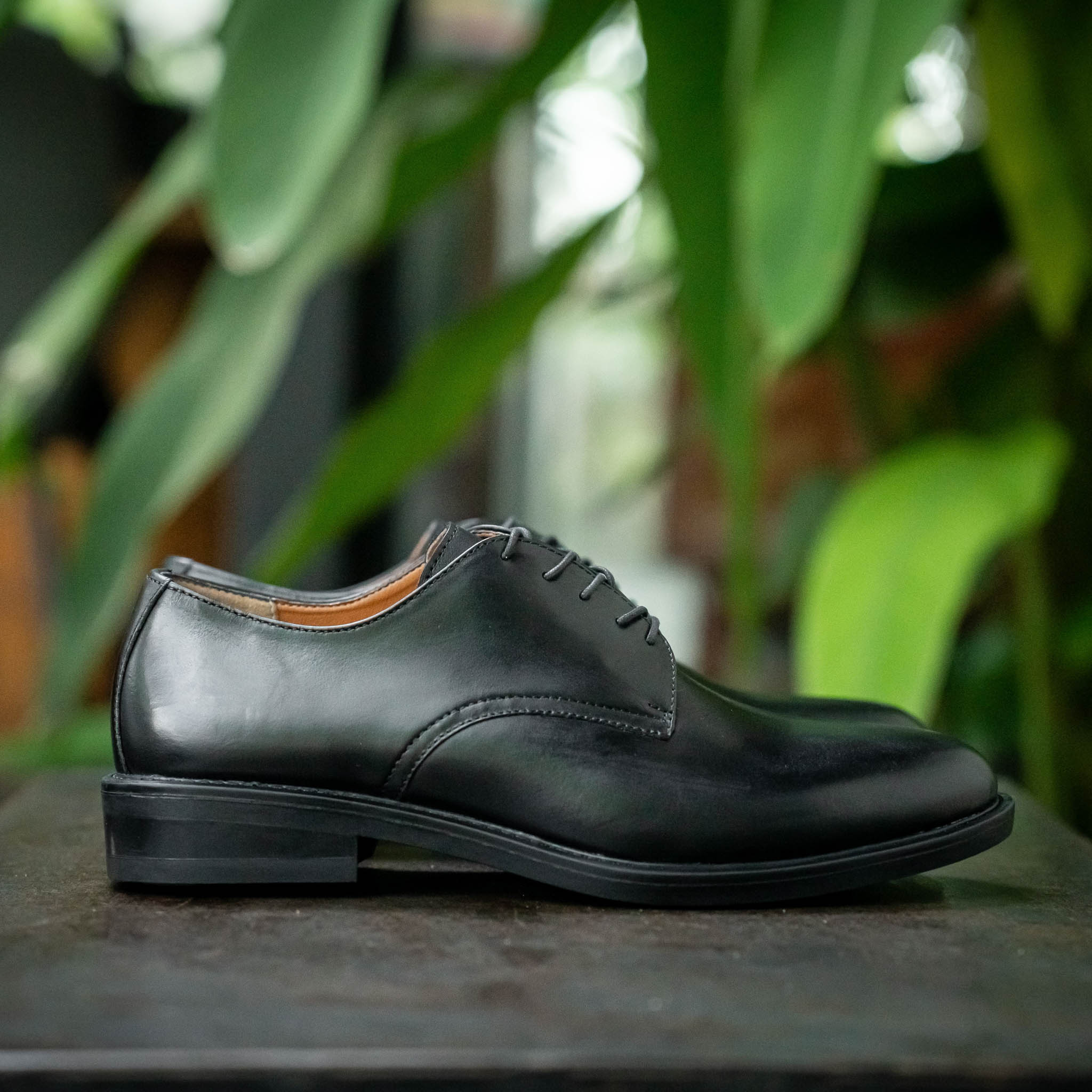 Giày Derby Classic Milan Santoni- Đen Patina 1