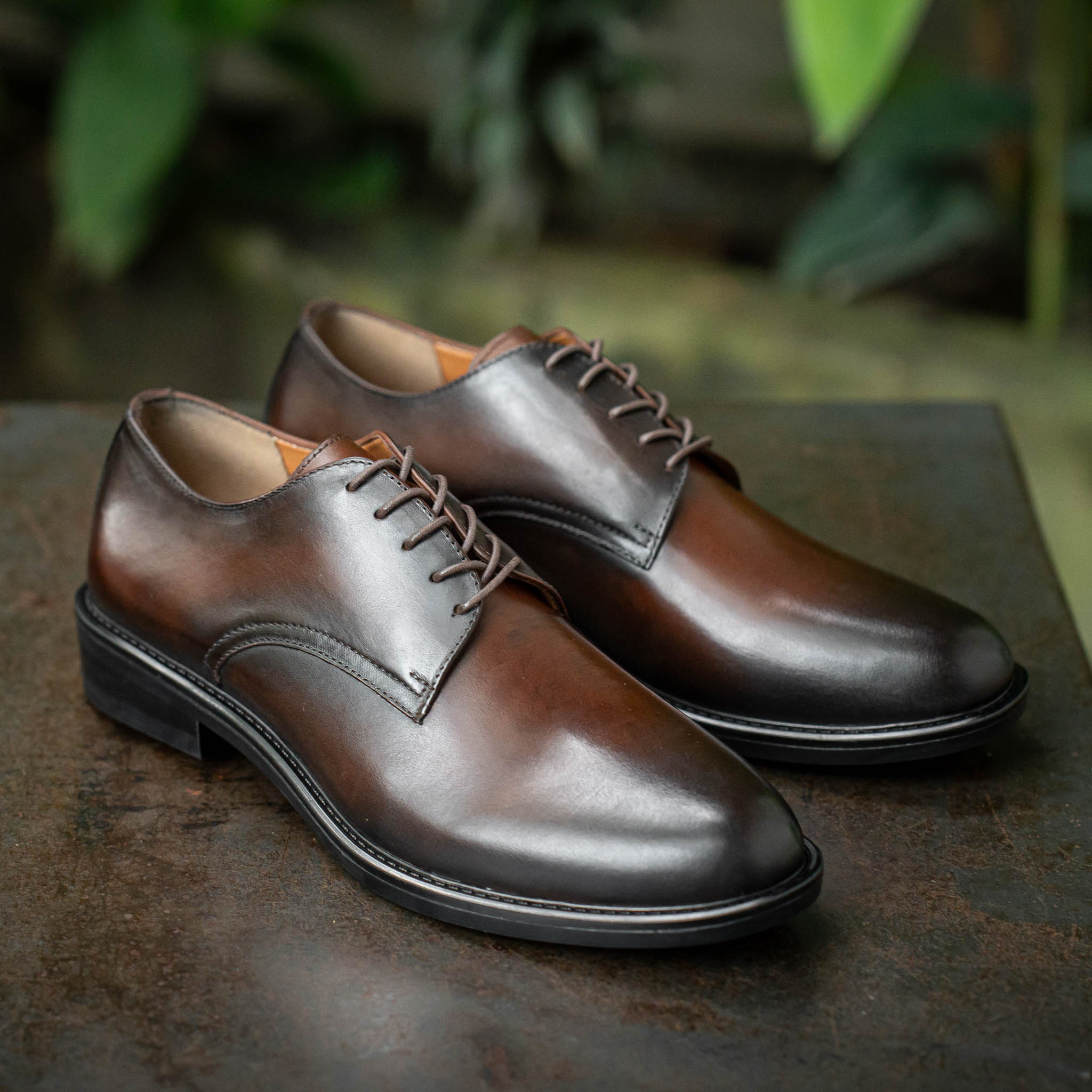Giày Derby Classic Milan Santoni - Nâu Patina 1