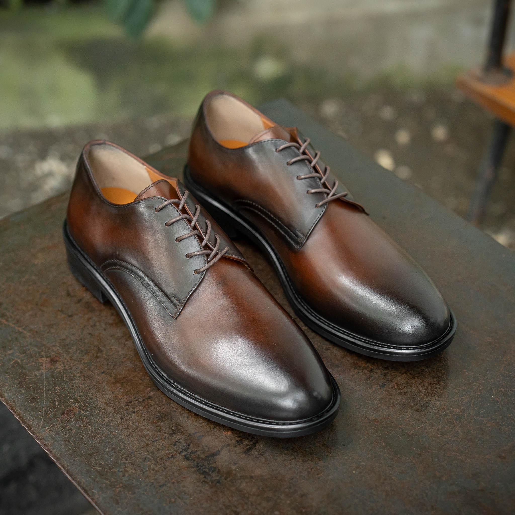 Giày Derby Classic Milan Santoni - Nâu Patina 4