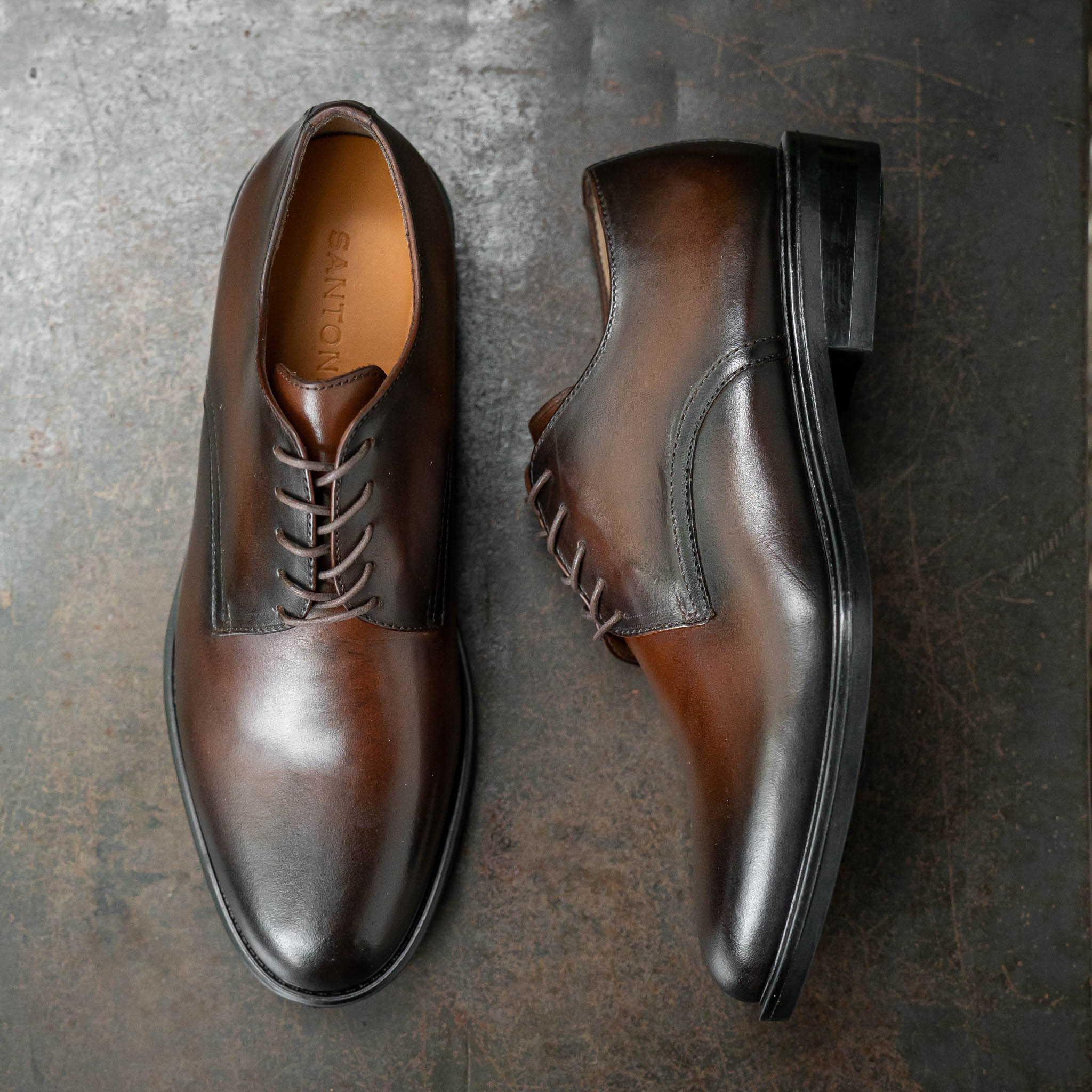 Giày Derby Classic Milan Santoni - Nâu Patina 10