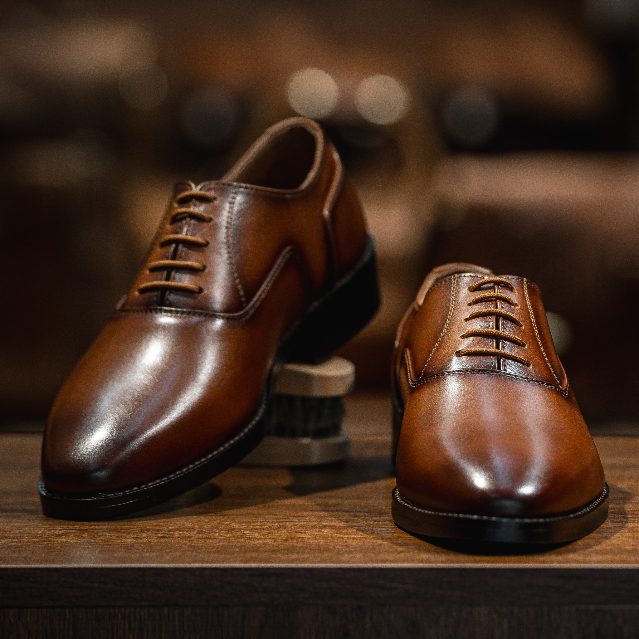 Giày Tây Santoni Oxford Trơn PH - màu Bò Cháy 33