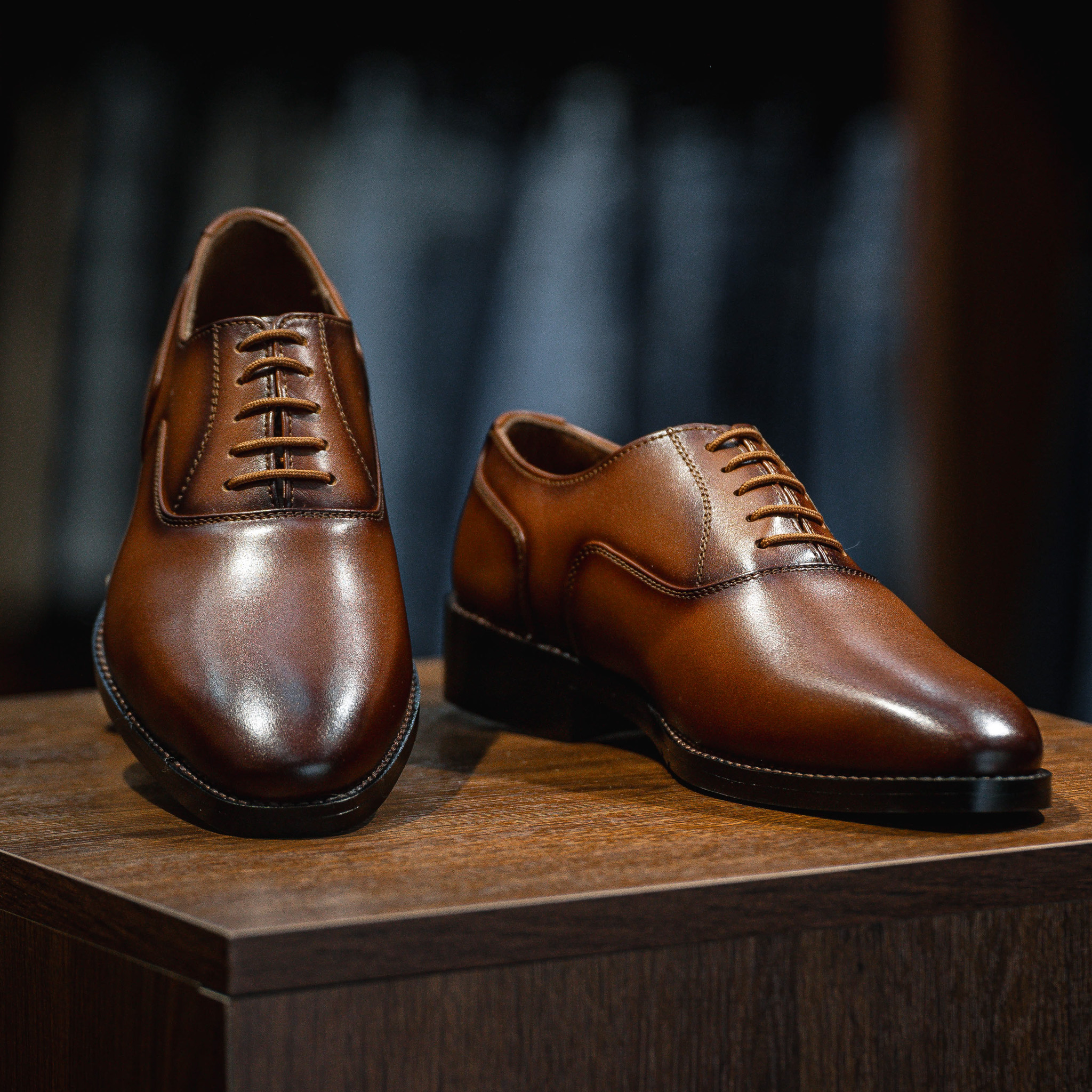 Giày Tây Santoni Oxford Trơn PH - màu Bò Cháy 34