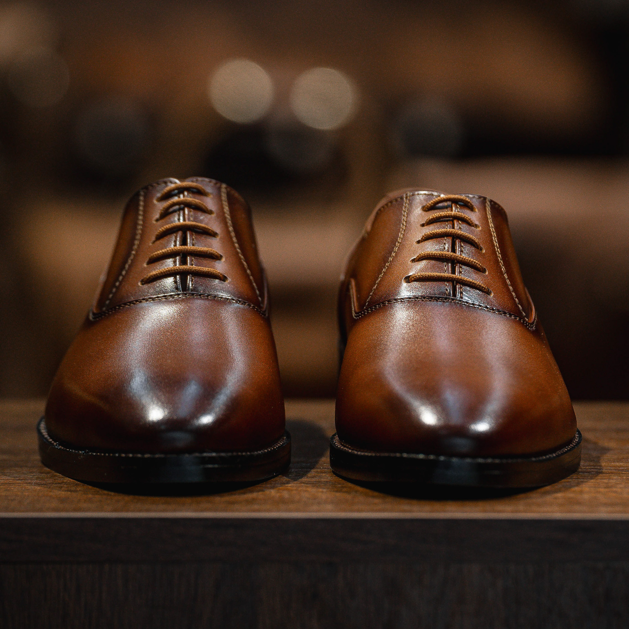 Giày Tây Santoni Oxford Trơn PH - màu Bò Cháy 36