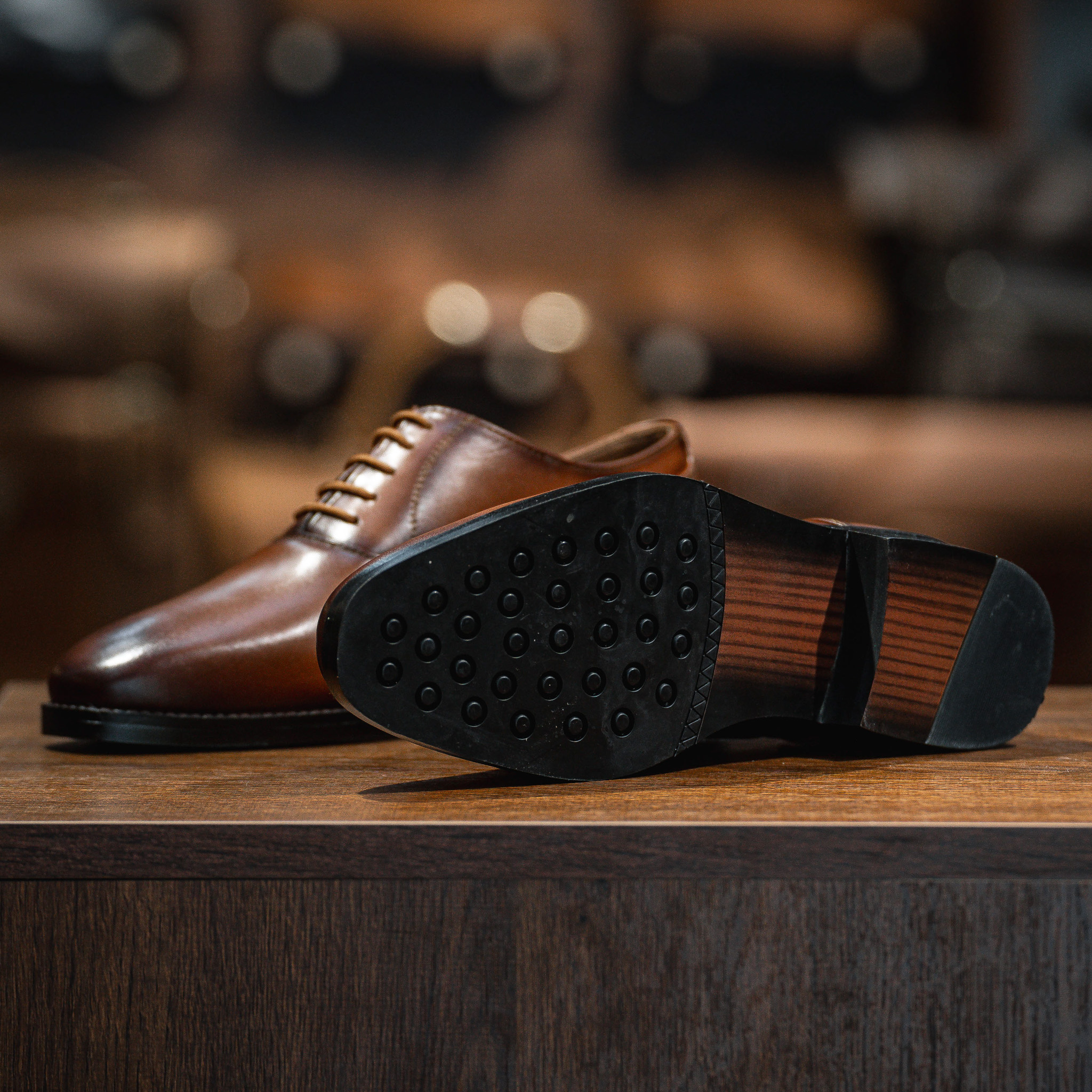 Giày Tây Santoni Oxford Trơn PH - màu Bò Cháy 39