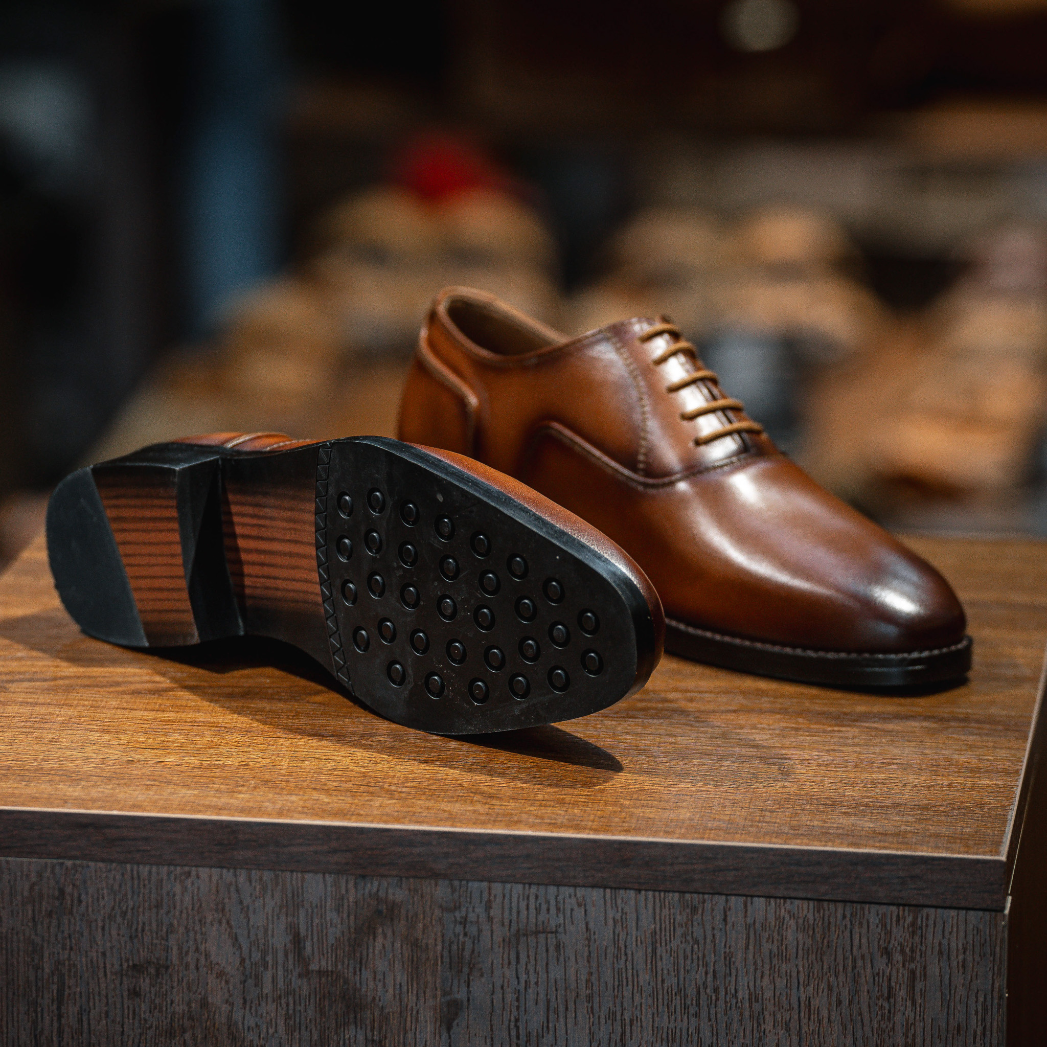 Giày Tây Santoni Oxford Trơn PH - màu Bò Cháy 40