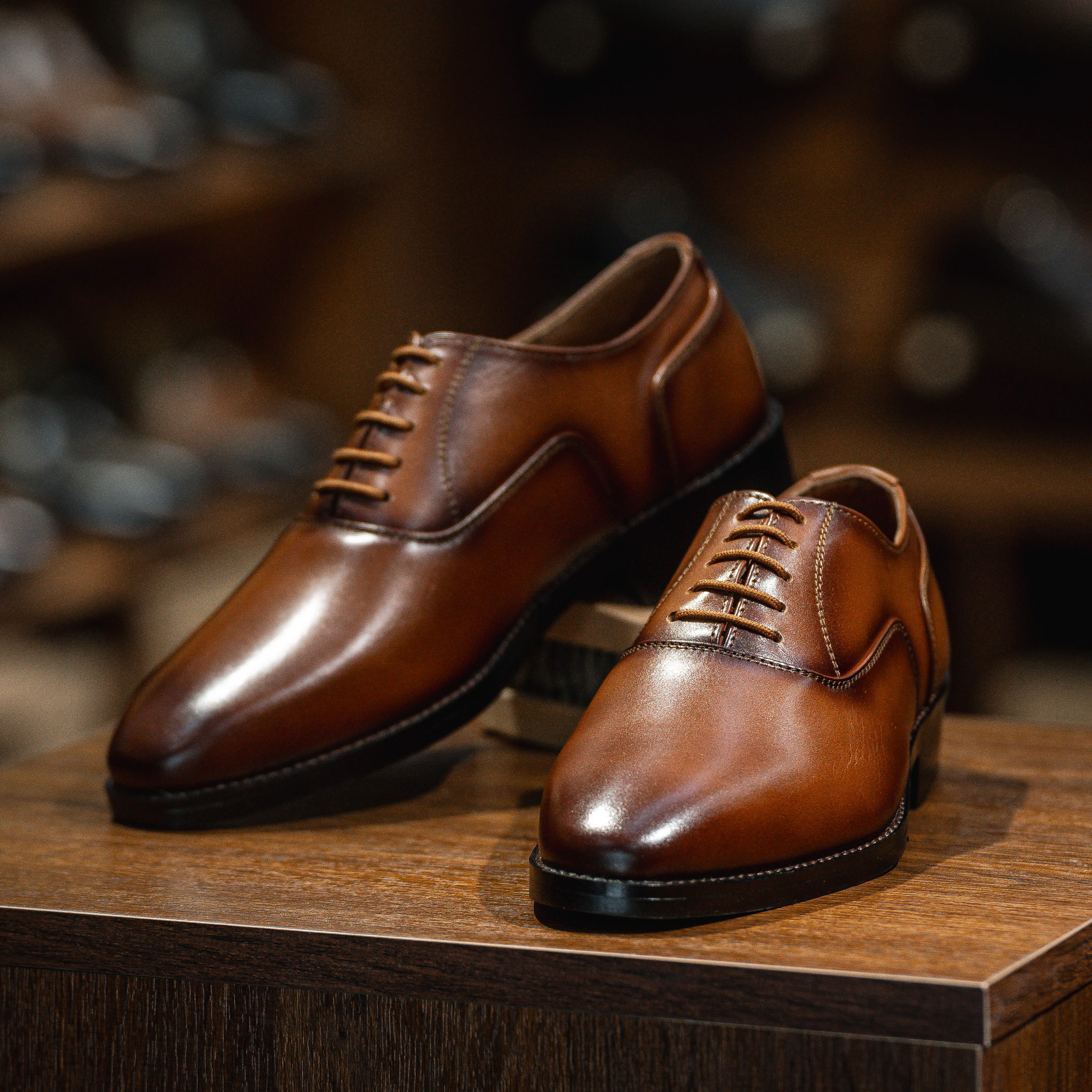 Giày Tây Santoni Oxford Trơn PH - màu Bò Cháy 45