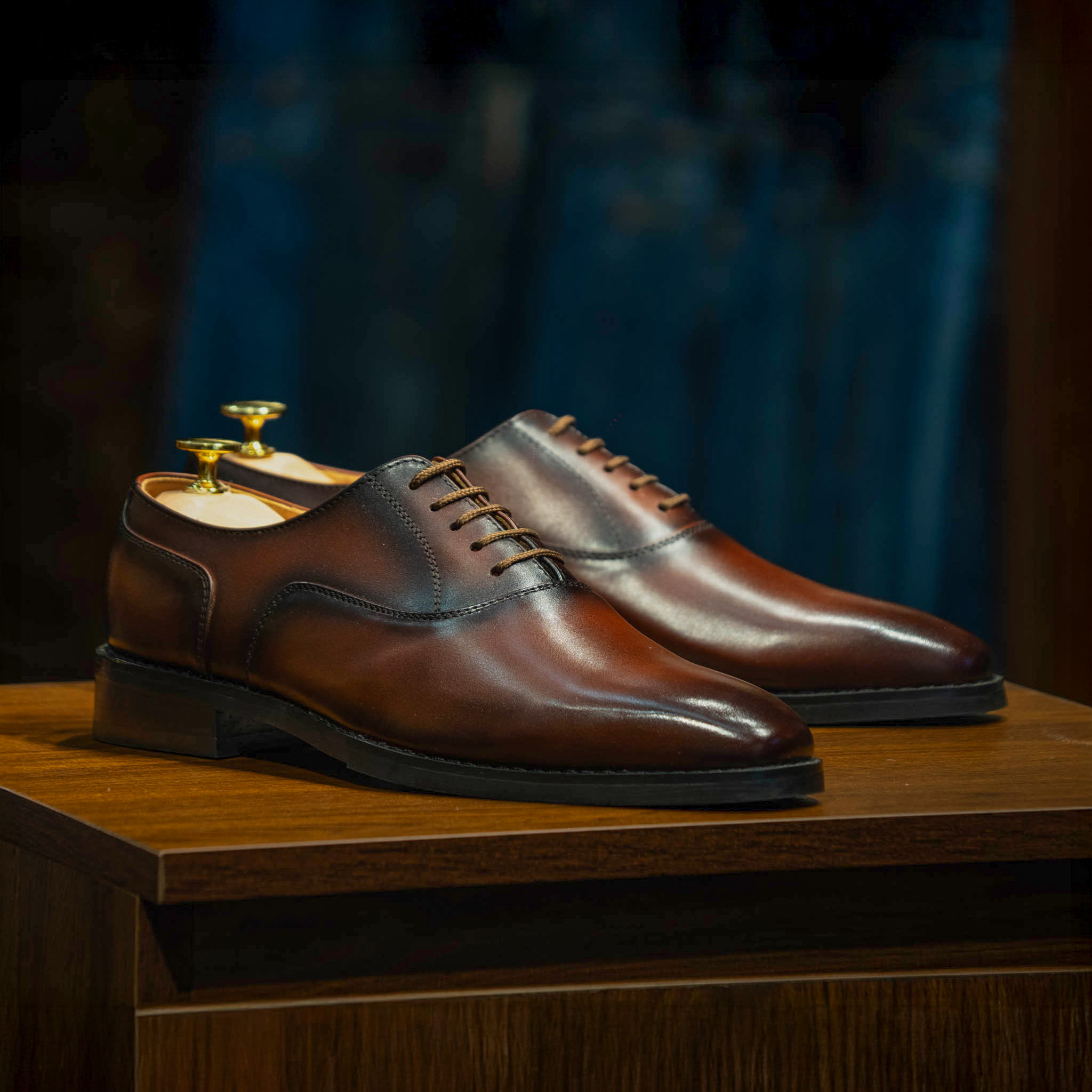 Giày Santoni Oxford Plain Toe - LOUIS - NÂU 9
