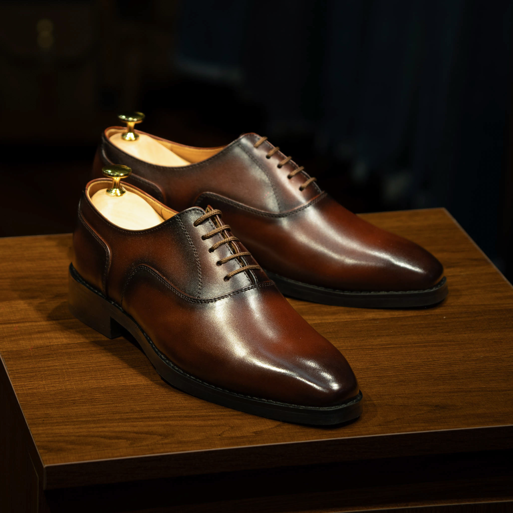 Giày Santoni Oxford Plain Toe - LOUIS - NÂU 10
