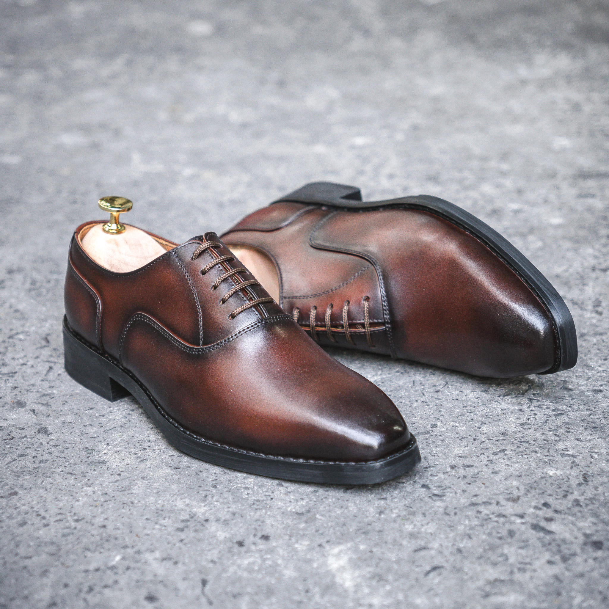 Giày Santoni Oxford Plain Toe - LOUIS - NÂU 4