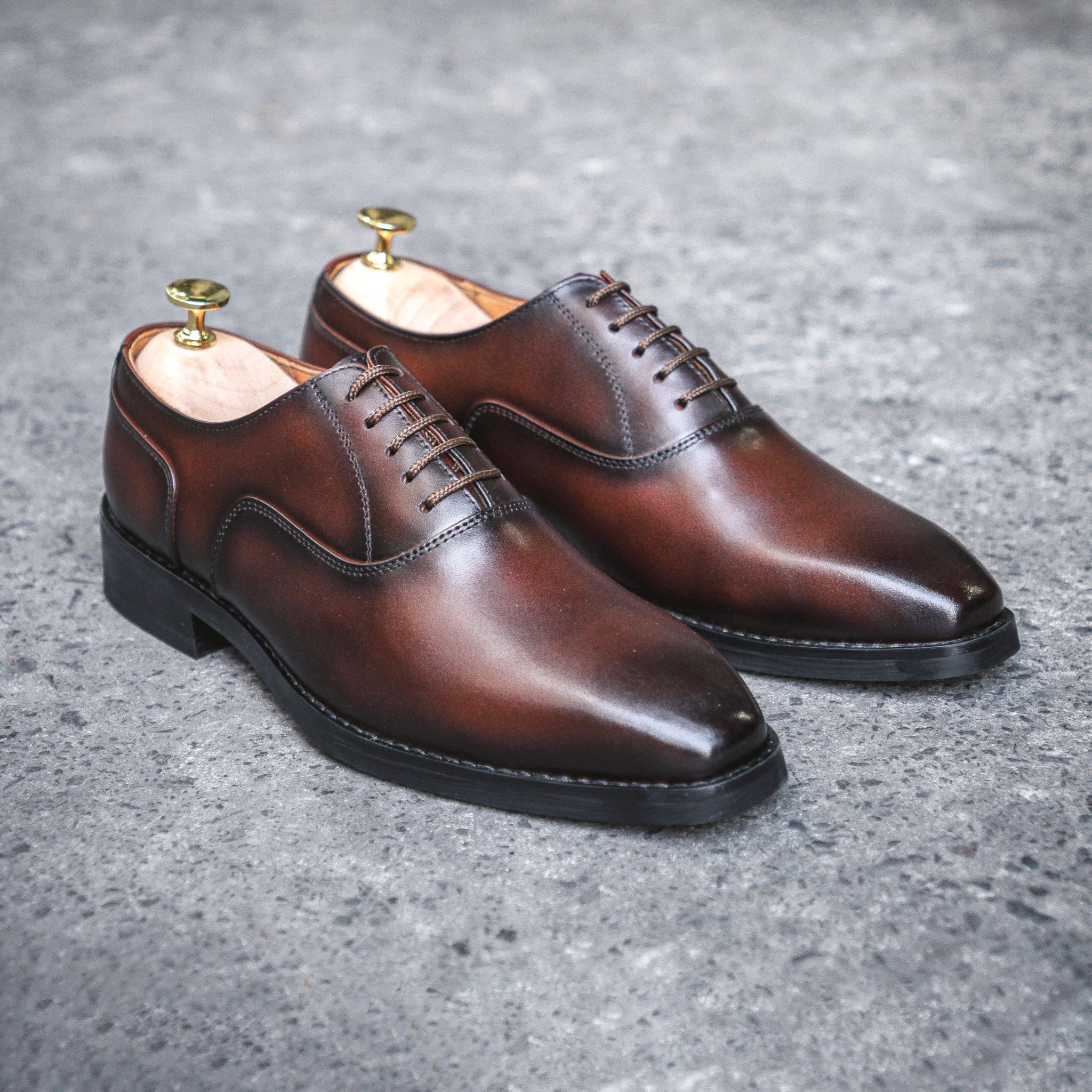 Giày Santoni Oxford Plain Toe - LOUIS - NÂU 14