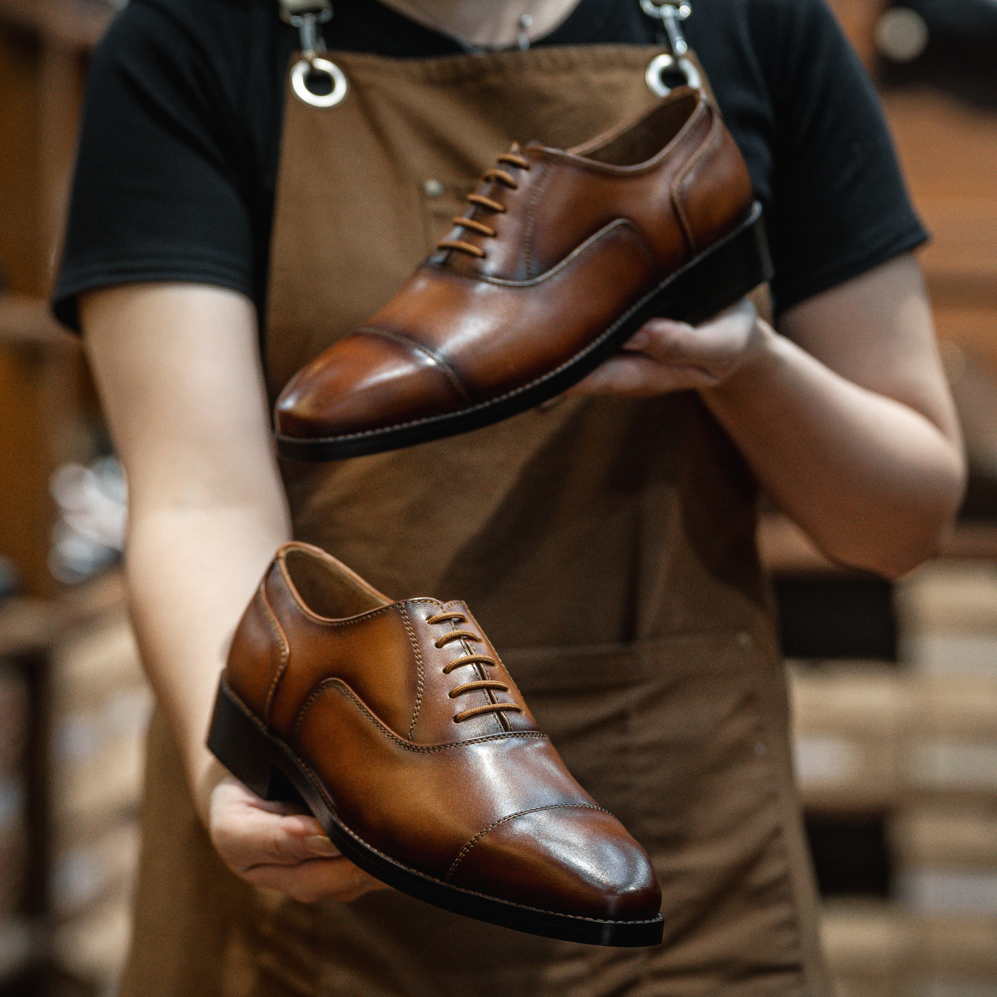Giày Tây Santoni Oxford Captoe PH - màu Bò Cháy 51