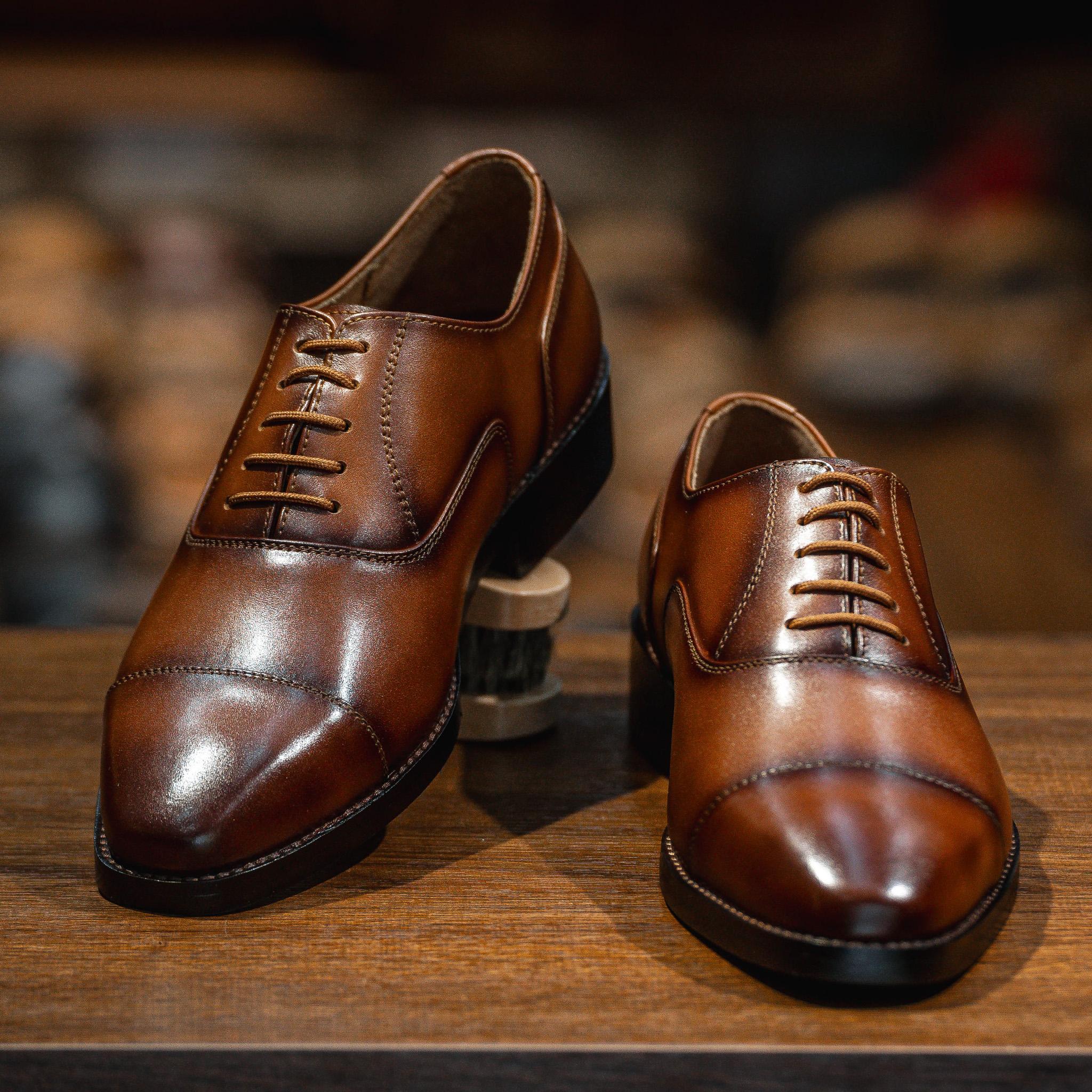 Giày Tây Santoni Oxford Captoe PH - màu Bò Cháy 44