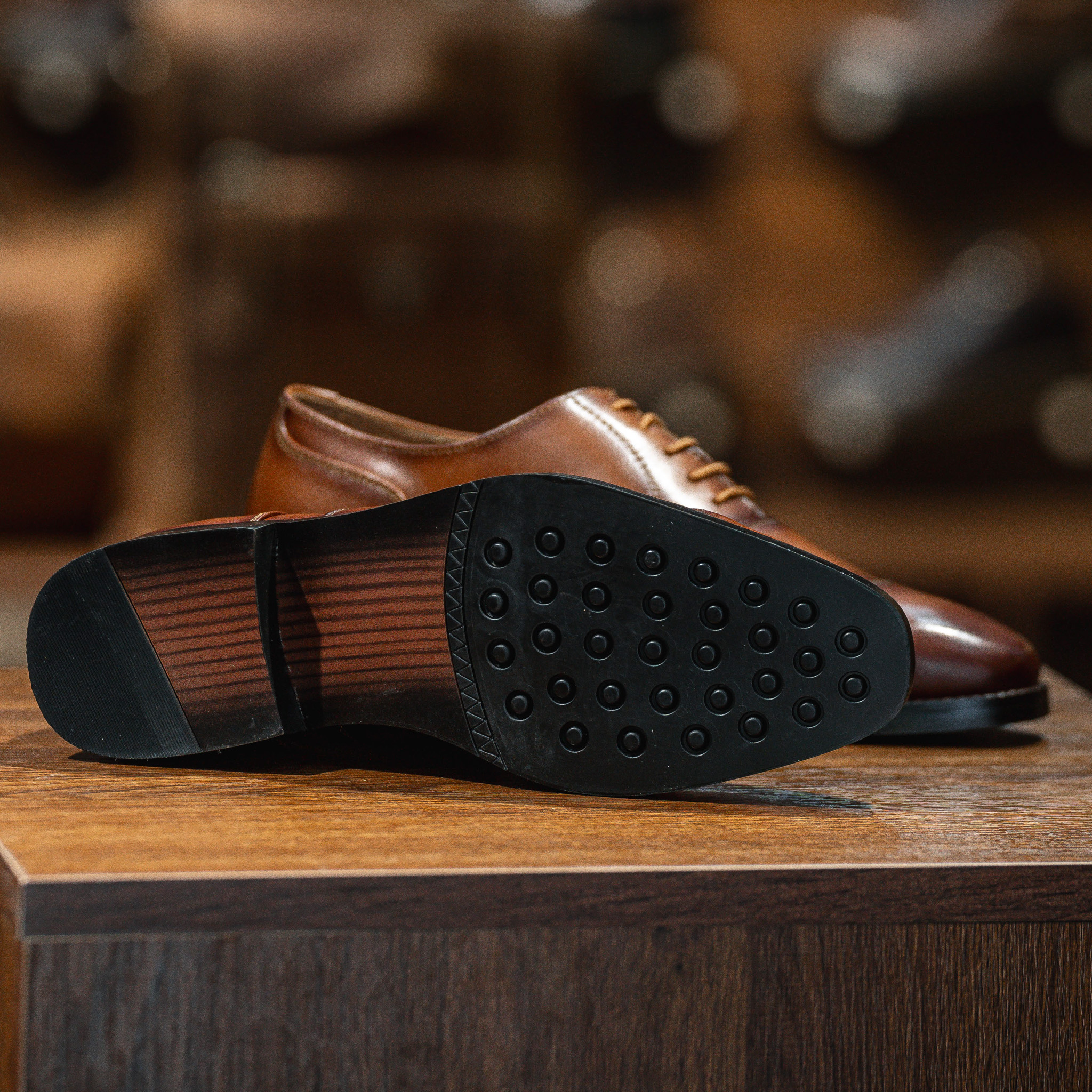 Giày Tây Santoni Oxford Captoe PH - màu Bò Cháy 45