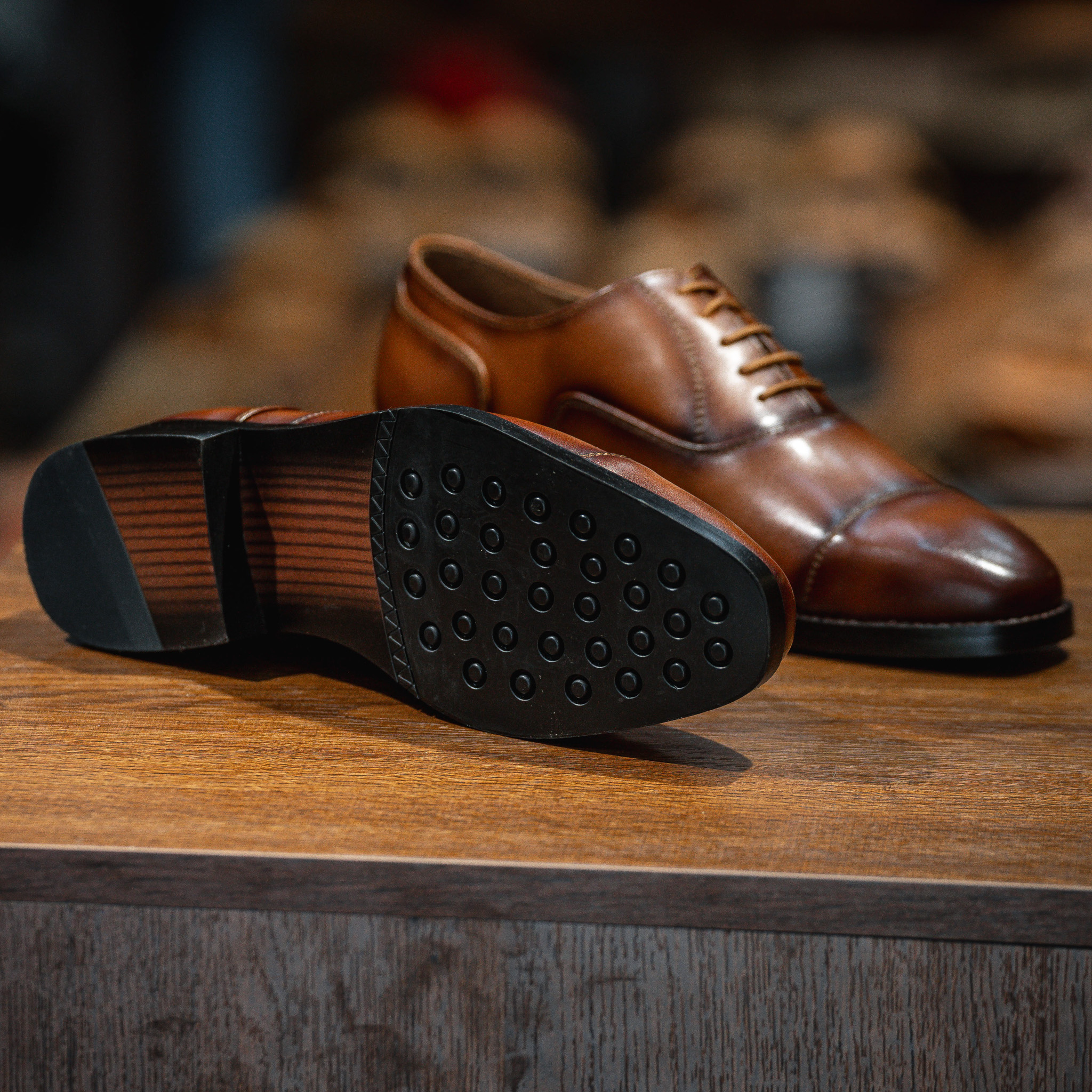 Giày Tây Santoni Oxford Captoe PH - màu Bò Cháy 46