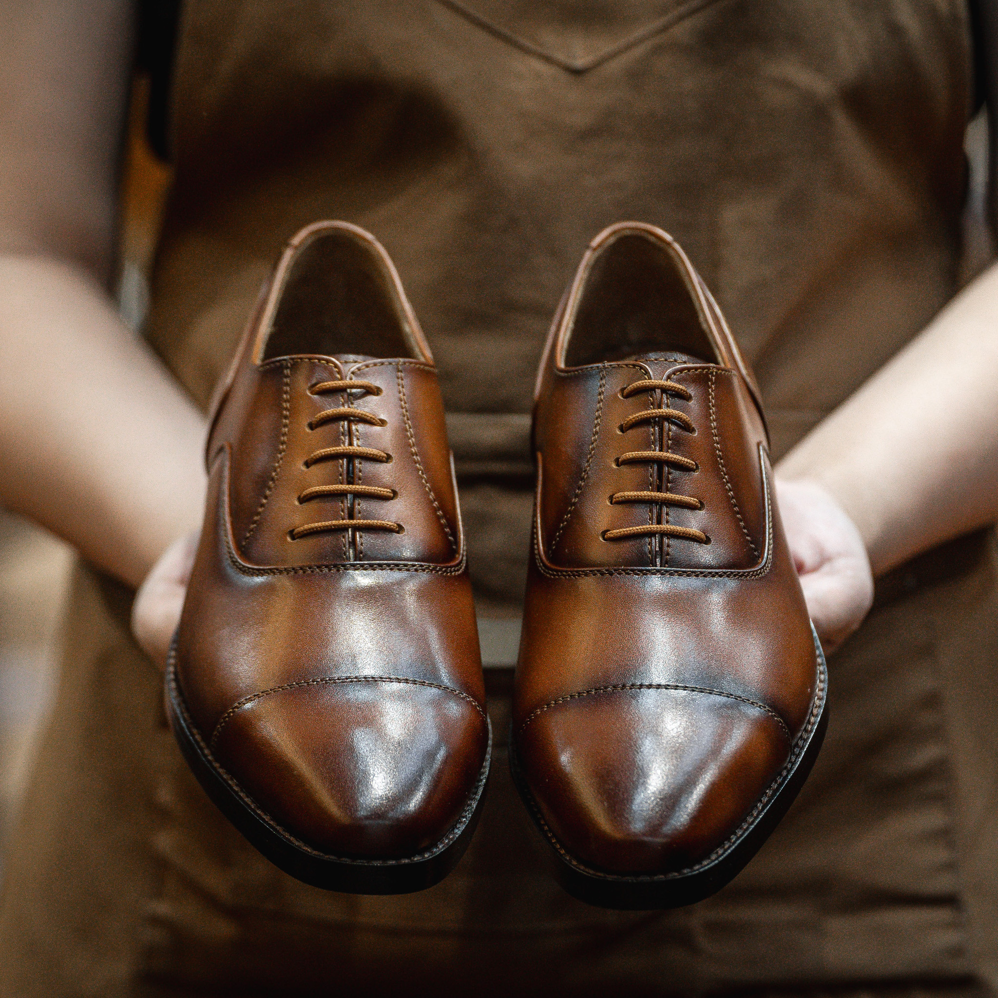 Giày Tây Santoni Oxford Captoe PH - màu Bò Cháy 47