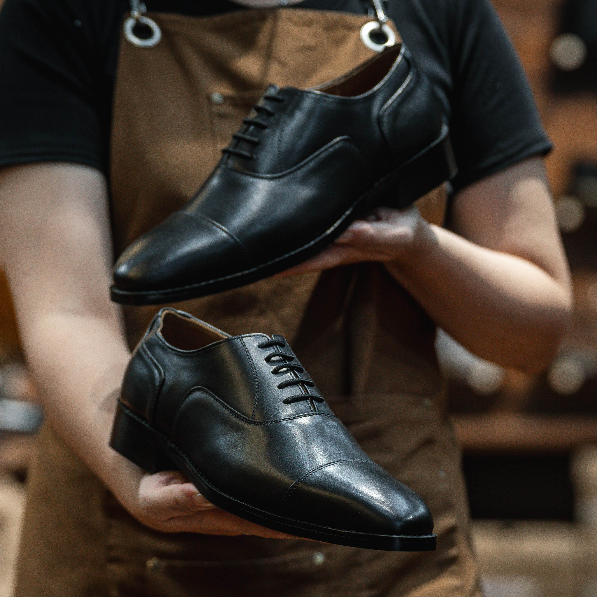 Giày Tây Santoni Oxford Captoe - Đen 6