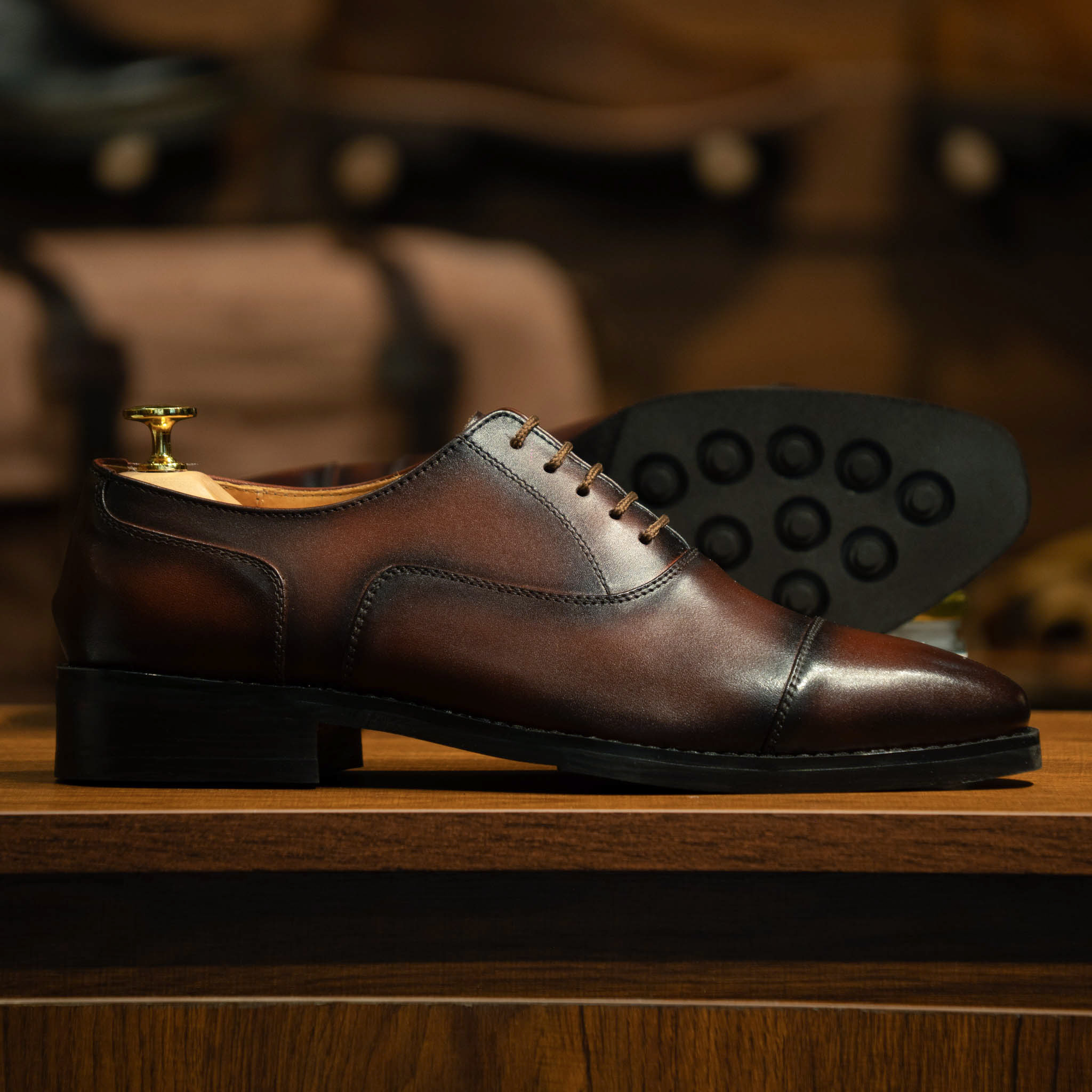Giày Tây Santoni Oxford Captoe - Nâu 9