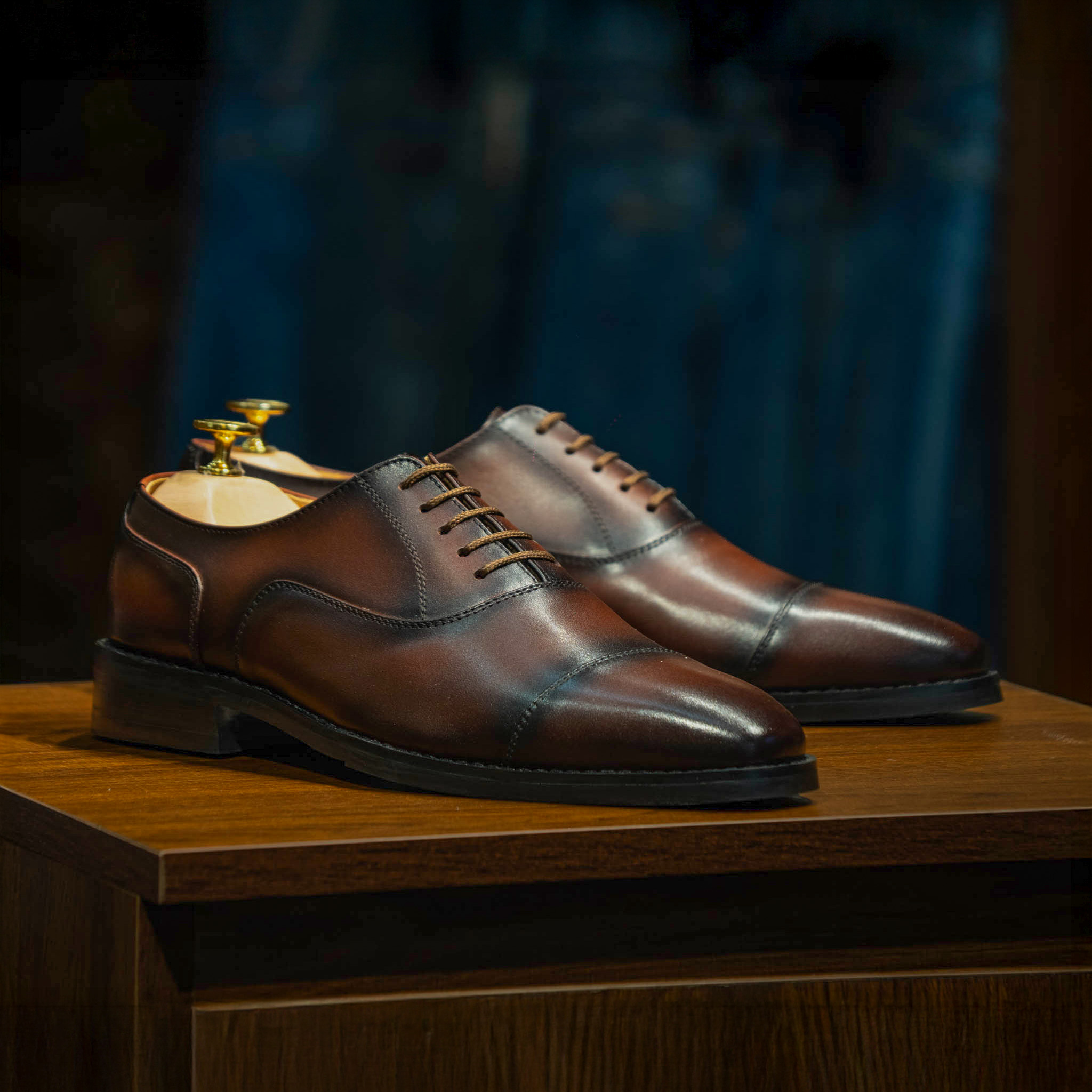 Giày Tây Santoni Oxford Captoe - Nâu 10