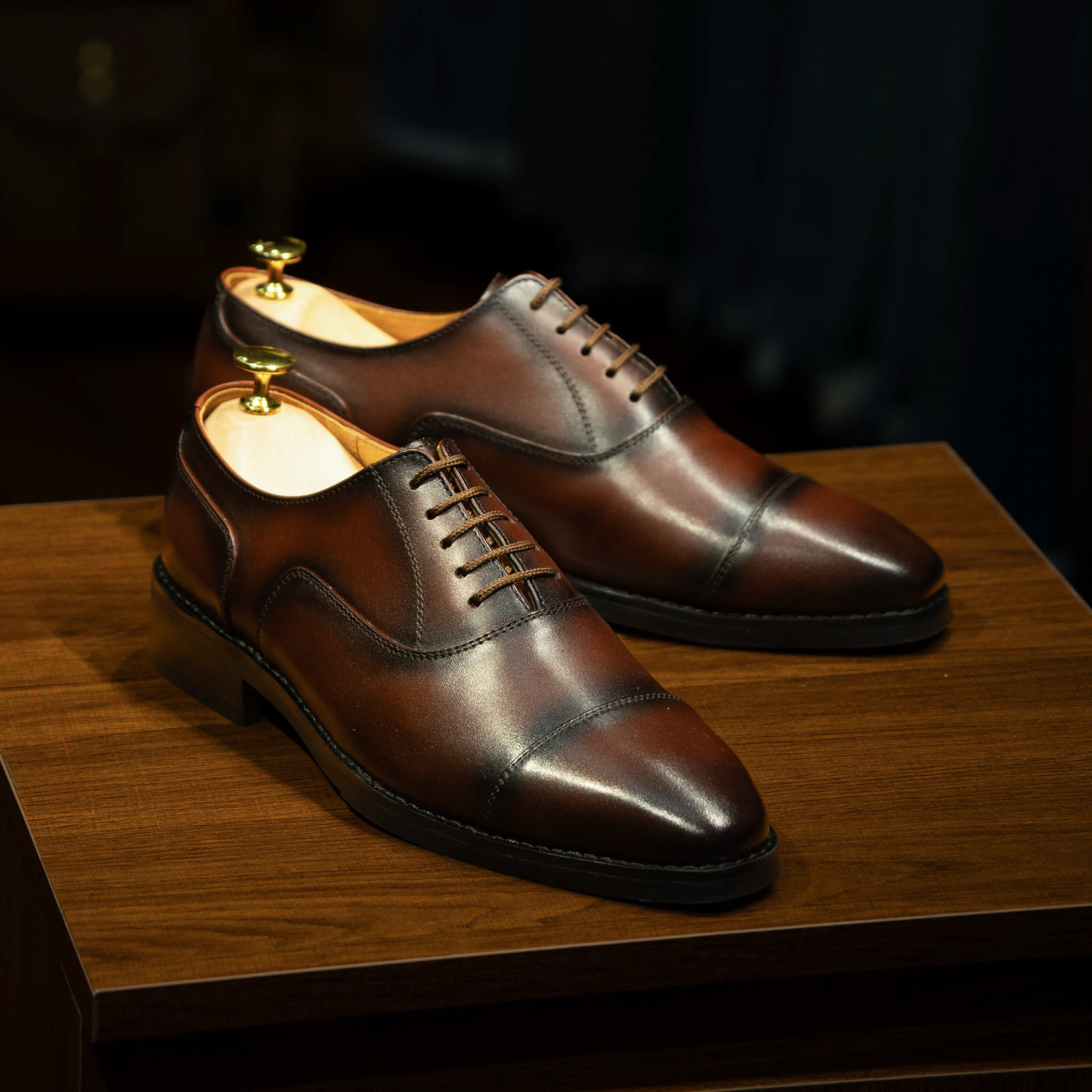 Giày Tây Santoni Oxford Captoe - Nâu 11