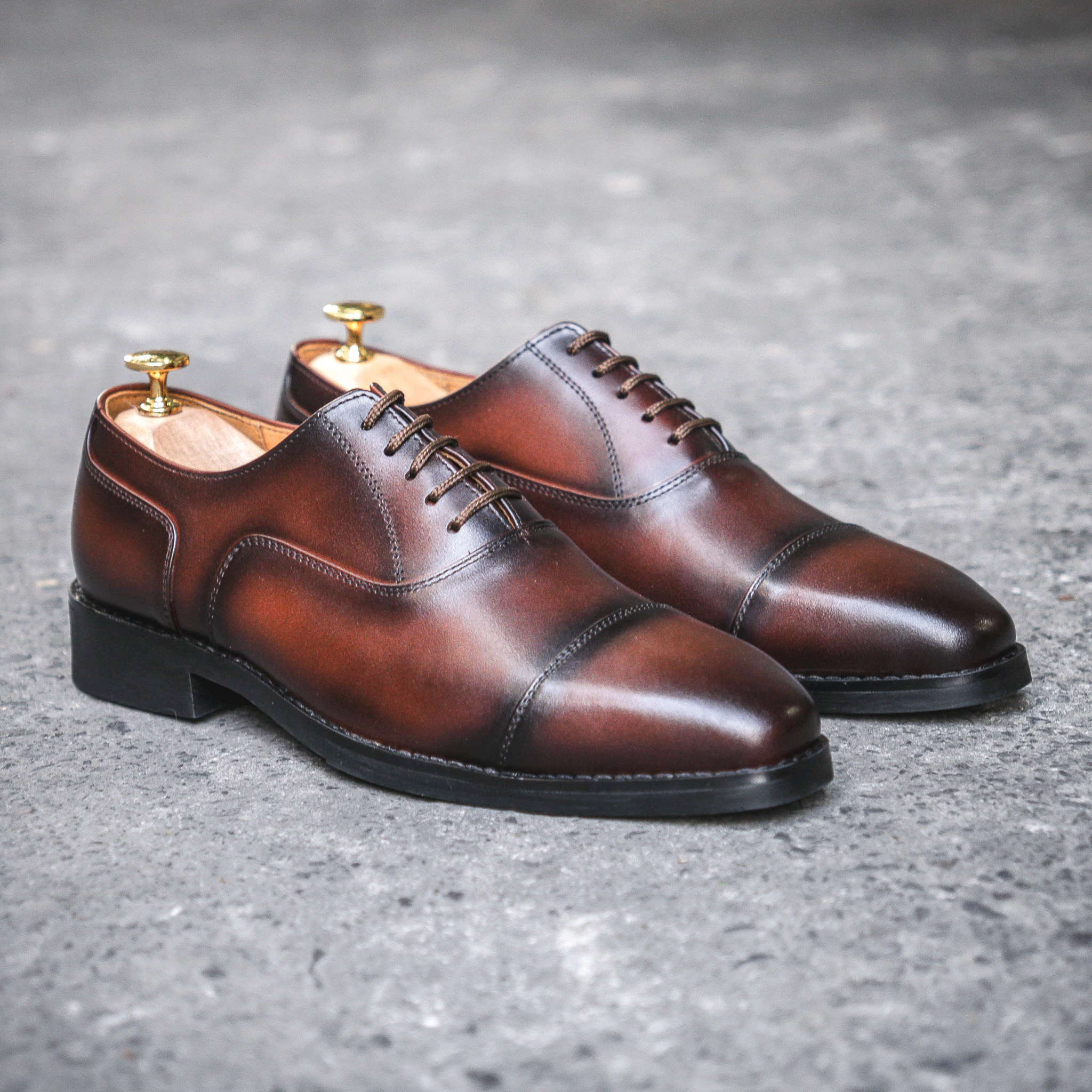 Giày Tây Santoni Oxford Captoe - Nâu 2