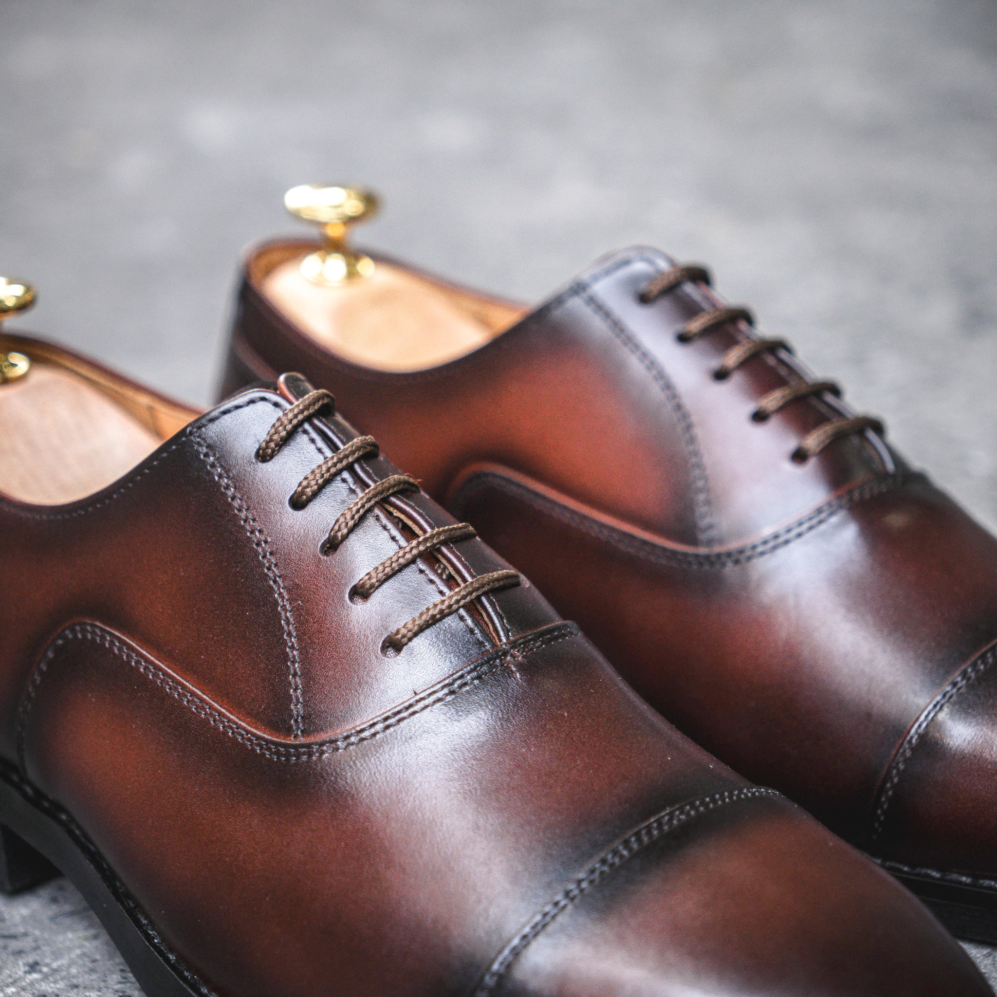 Giày Tây Santoni Oxford Captoe - Nâu 3