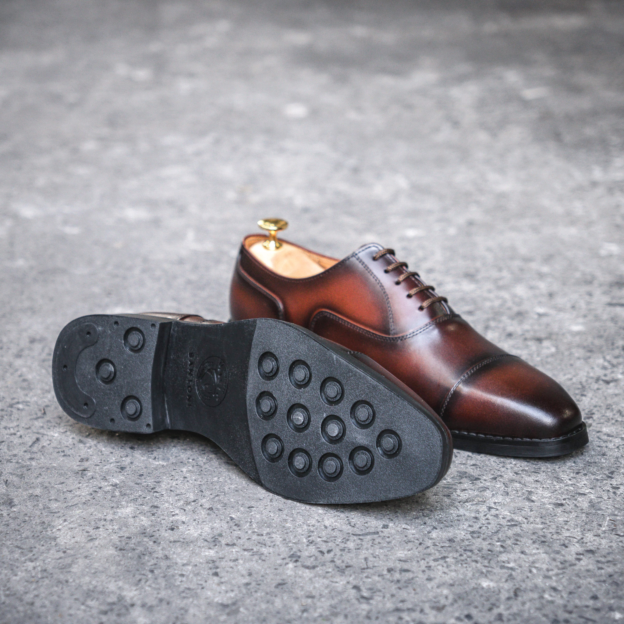 Giày Tây Santoni Oxford Captoe - Nâu 7