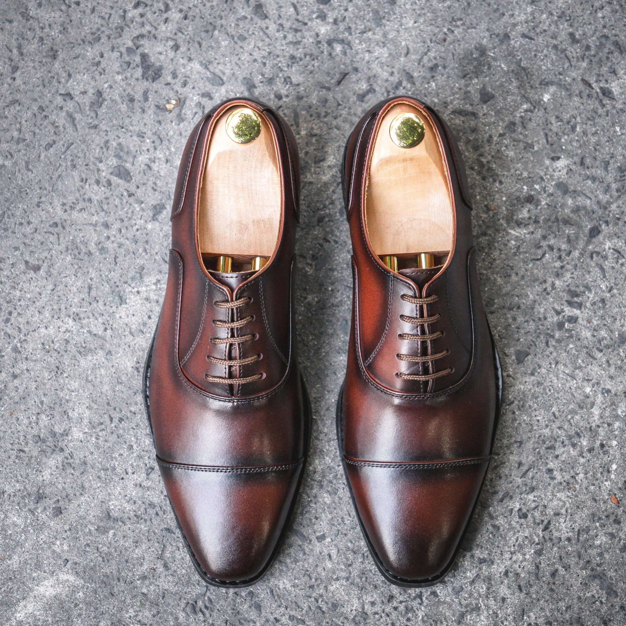 Giày Tây Santoni Oxford Captoe - Nâu 15