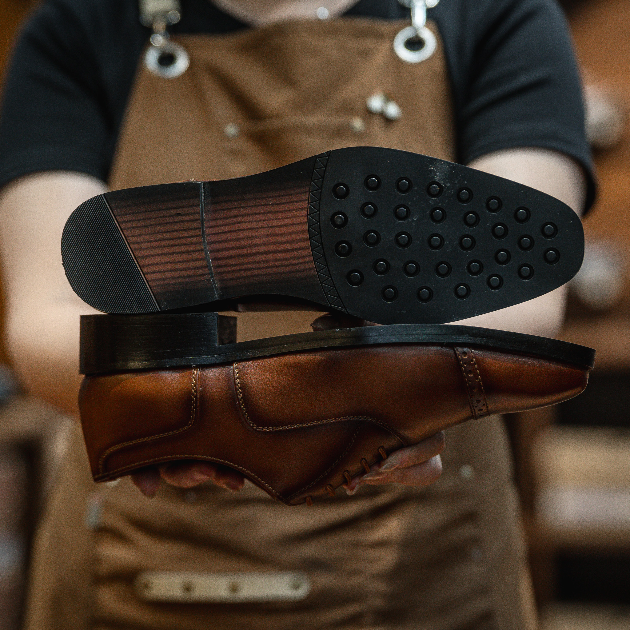 Giày Tây Santoni Oxford Quarter Brogues PH - màu Bò Cháy 10