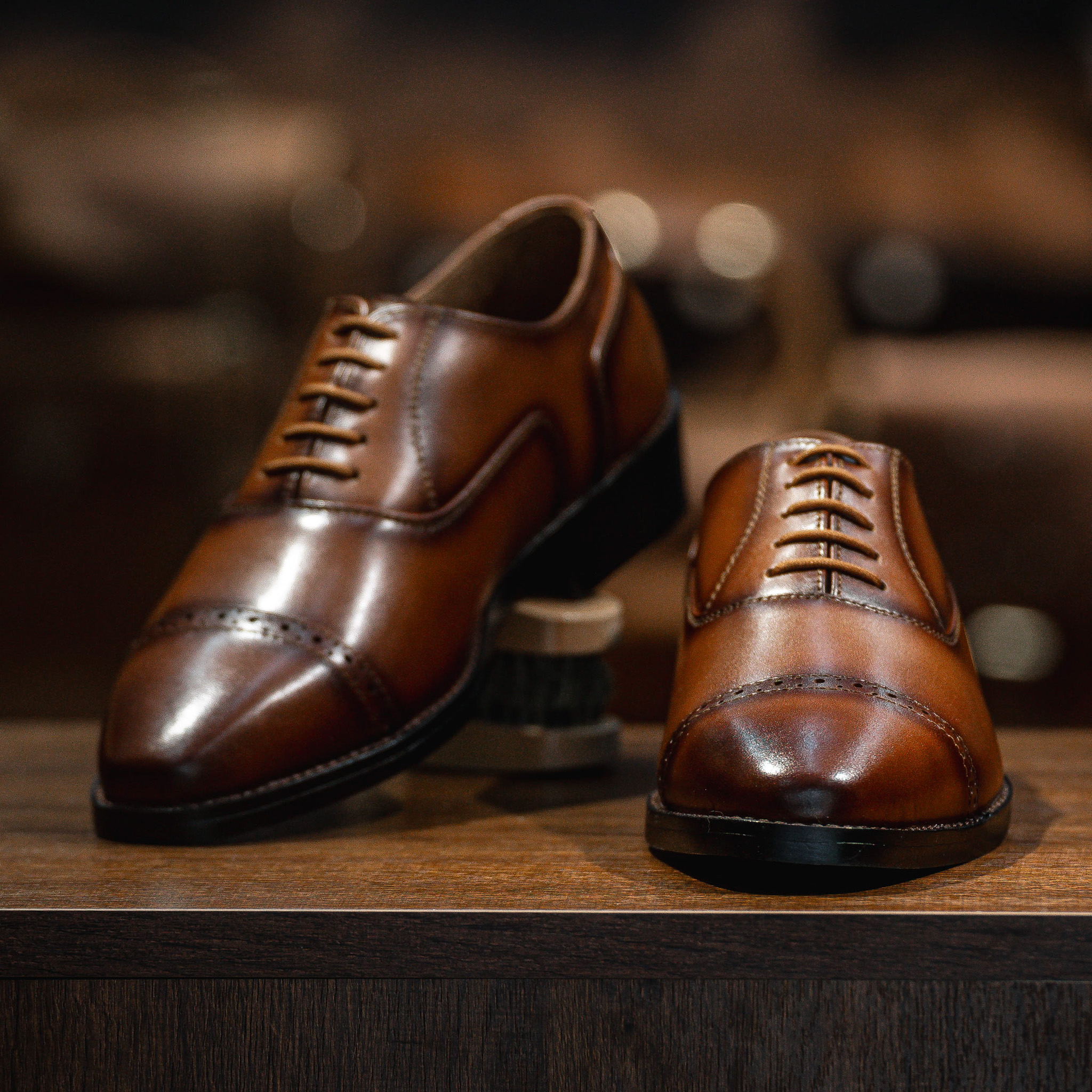 Giày Tây Santoni Oxford Quarter Brogues PH - màu Bò Cháy 3