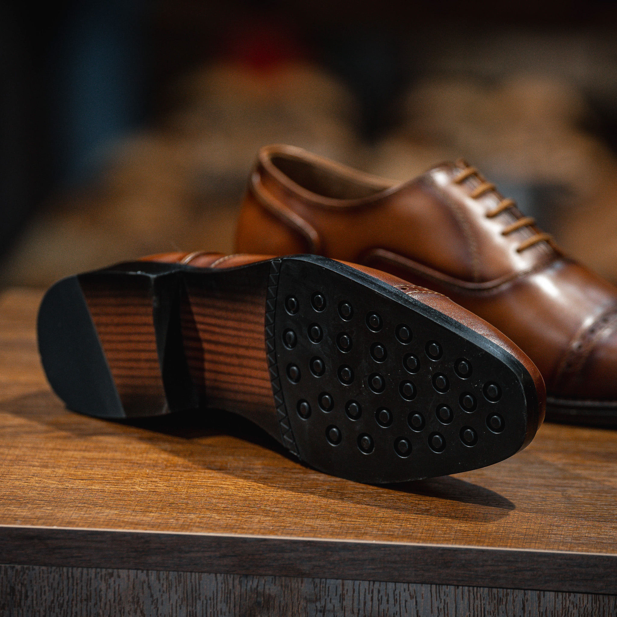 Giày Tây Santoni Oxford Quarter Brogues PH - màu Bò Cháy 5