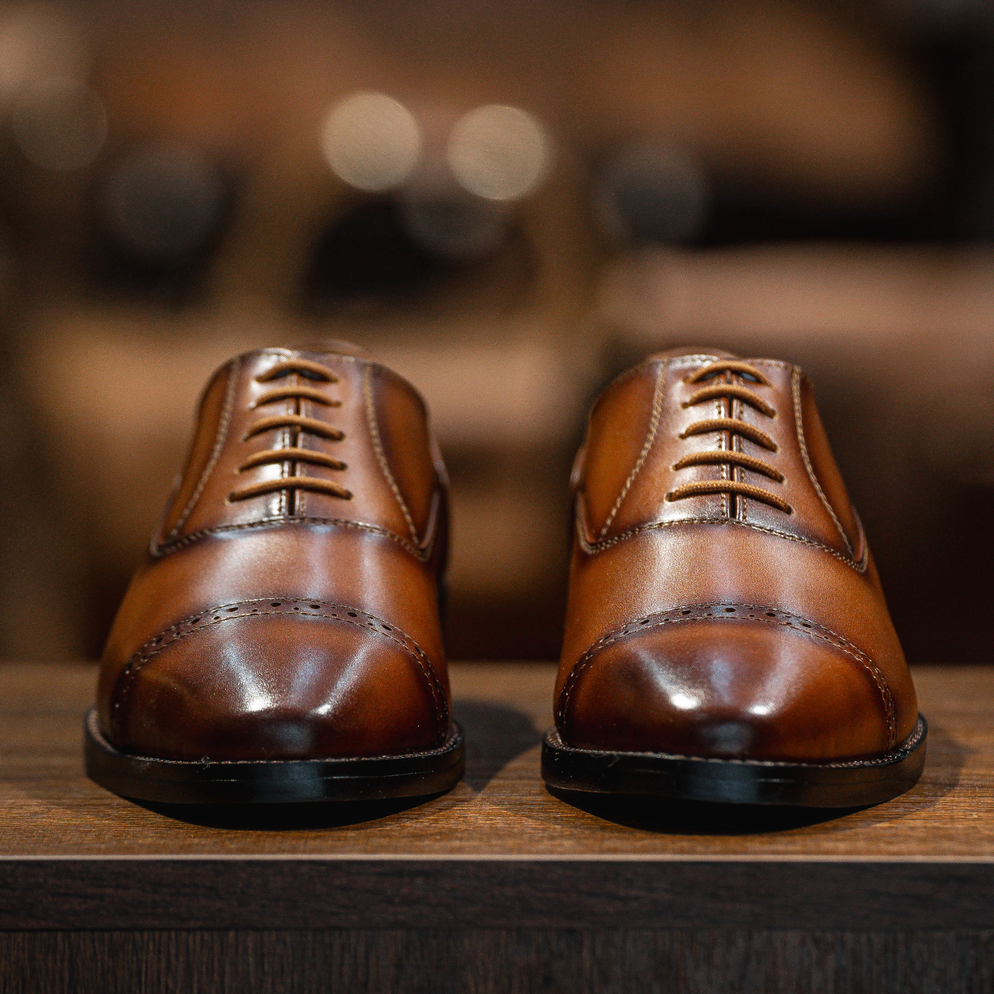 Giày Tây Santoni Oxford Quarter Brogues PH - màu Bò Cháy 12