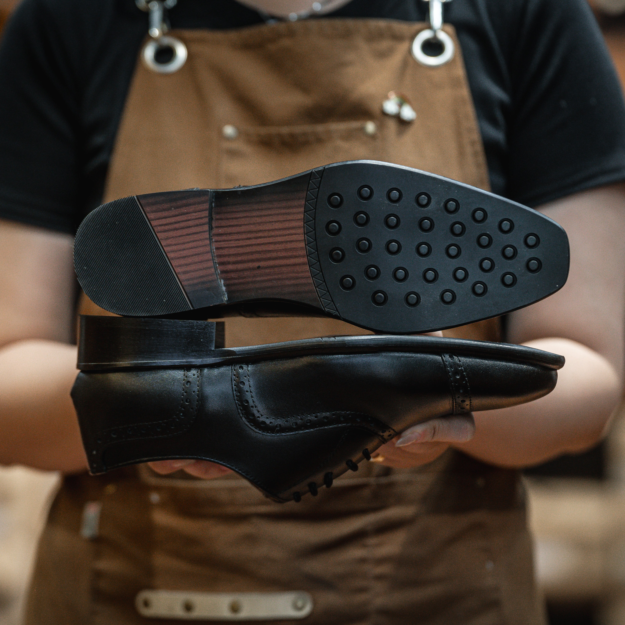Giày Tây Santoni Oxford Quarter Brogues - Đen 11